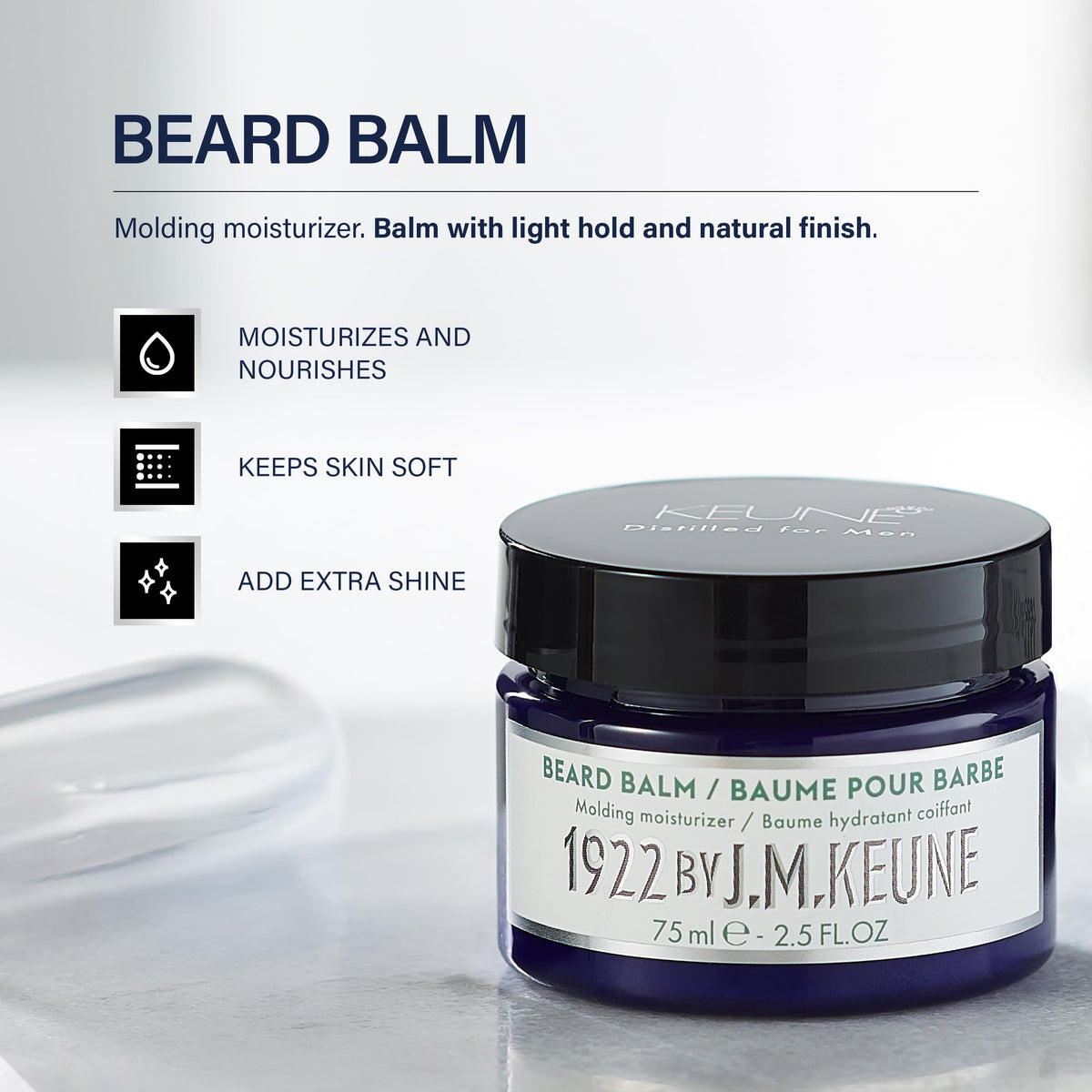 1922 by J.M. Keune Beard Balm, Moisturizing & Conditioning Balm for Beard Care, 2.5 Fl Oz