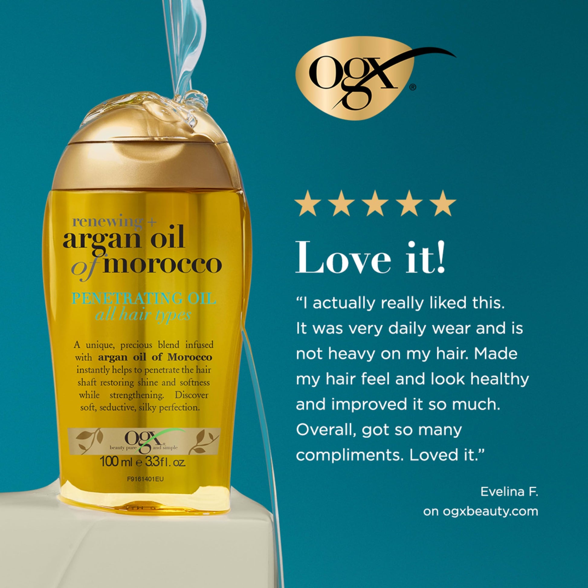 Dark Slate Gray OGX Renewing + Argan Oil of Morocco Hair Oil, Extra Strength Penetrating Serum Treatment for Dry, Damaged, Frizzy, Curly & Coarse Hair, Cold-Pressed Argan Oil, Shine, 3.3 Fl Oz