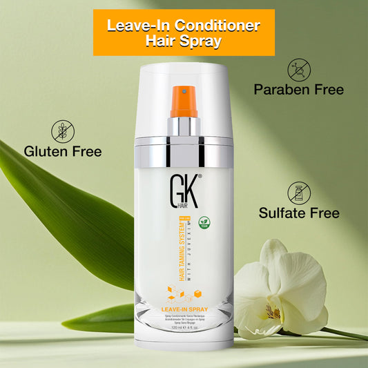 Gray GK HAIR Vegan Leave In Conditioner Spray – Lightweight Detangler Spray For Frizz Control & Heat Protectant for All Hair Types, 120ml