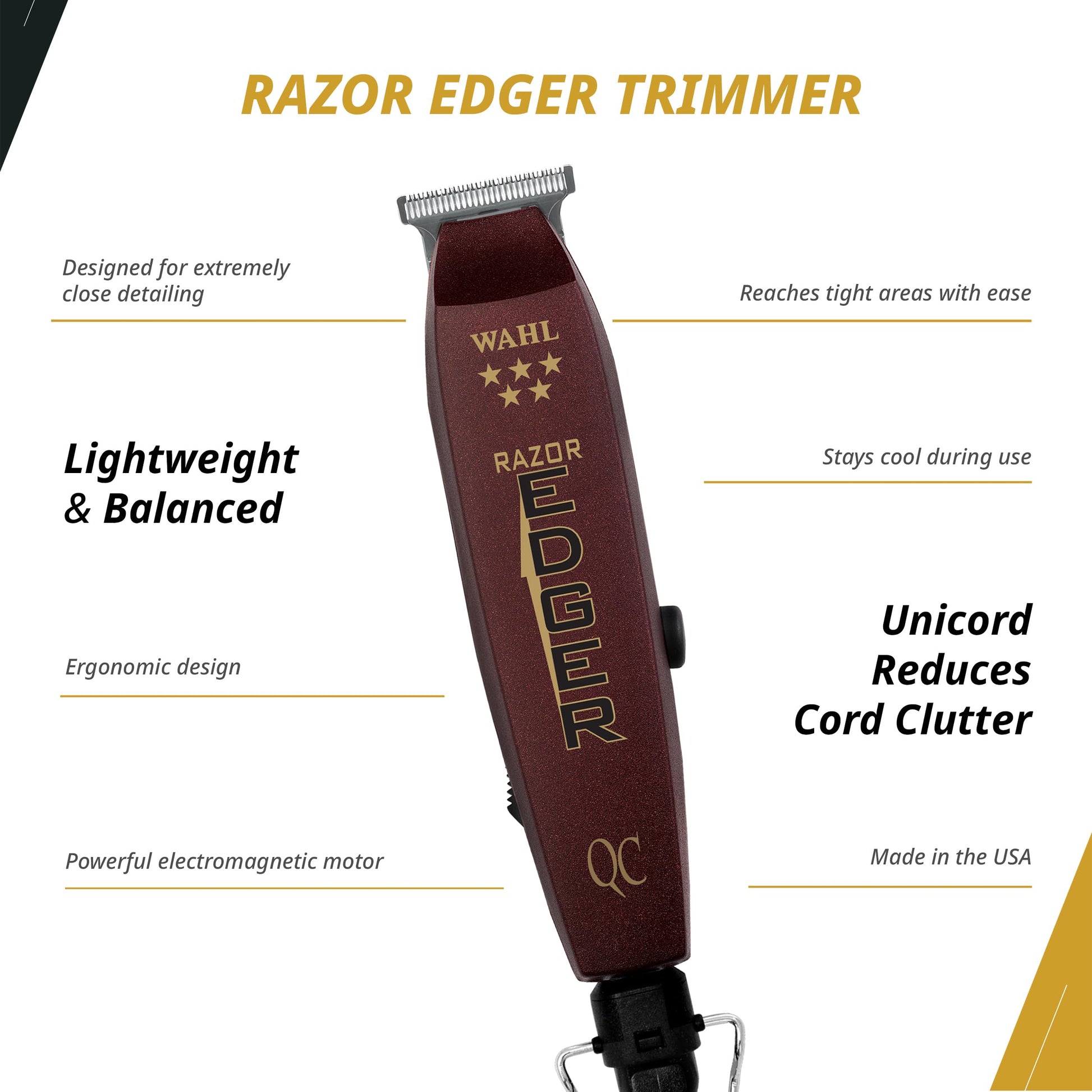 White Smoke Wahl Professional Unicord Combo, Corded Magic Clip Clipper & Razor Edger Trimmer Set, Single-Cord Design, Includes Guides & Accessories