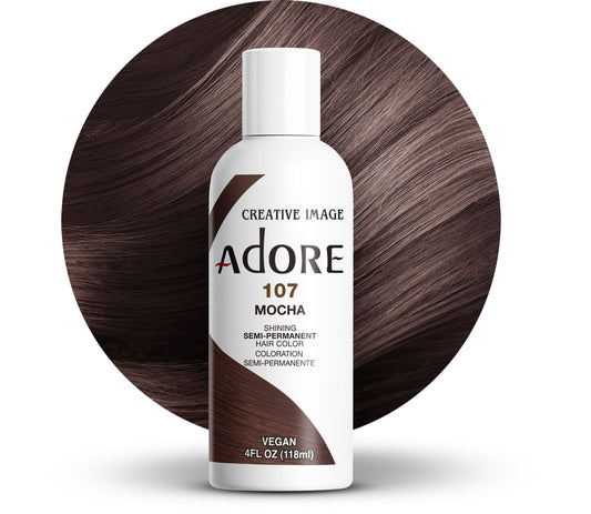 White Smoke Adore Semi Permanent Hair Color (107 Mocha) | Vegan & Cruelty-Free Brown Hair Dye | No Ammonia, No Peroxide, No Alcohol | 4 Fl Oz