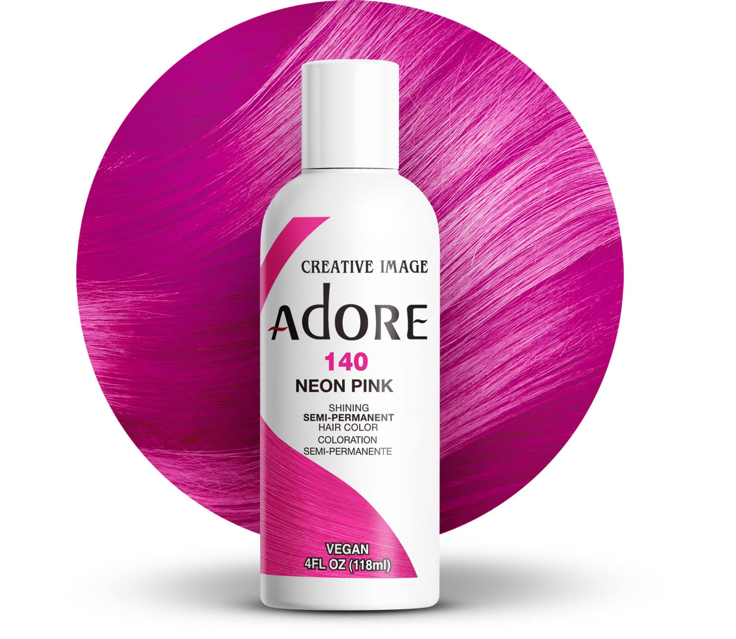 White Smoke Adore Semi Permanent Hair Color - Vegan and Cruelty-Free Hair Dye - 4 Fl Oz - 140 Neon Pink (Pack of 1)