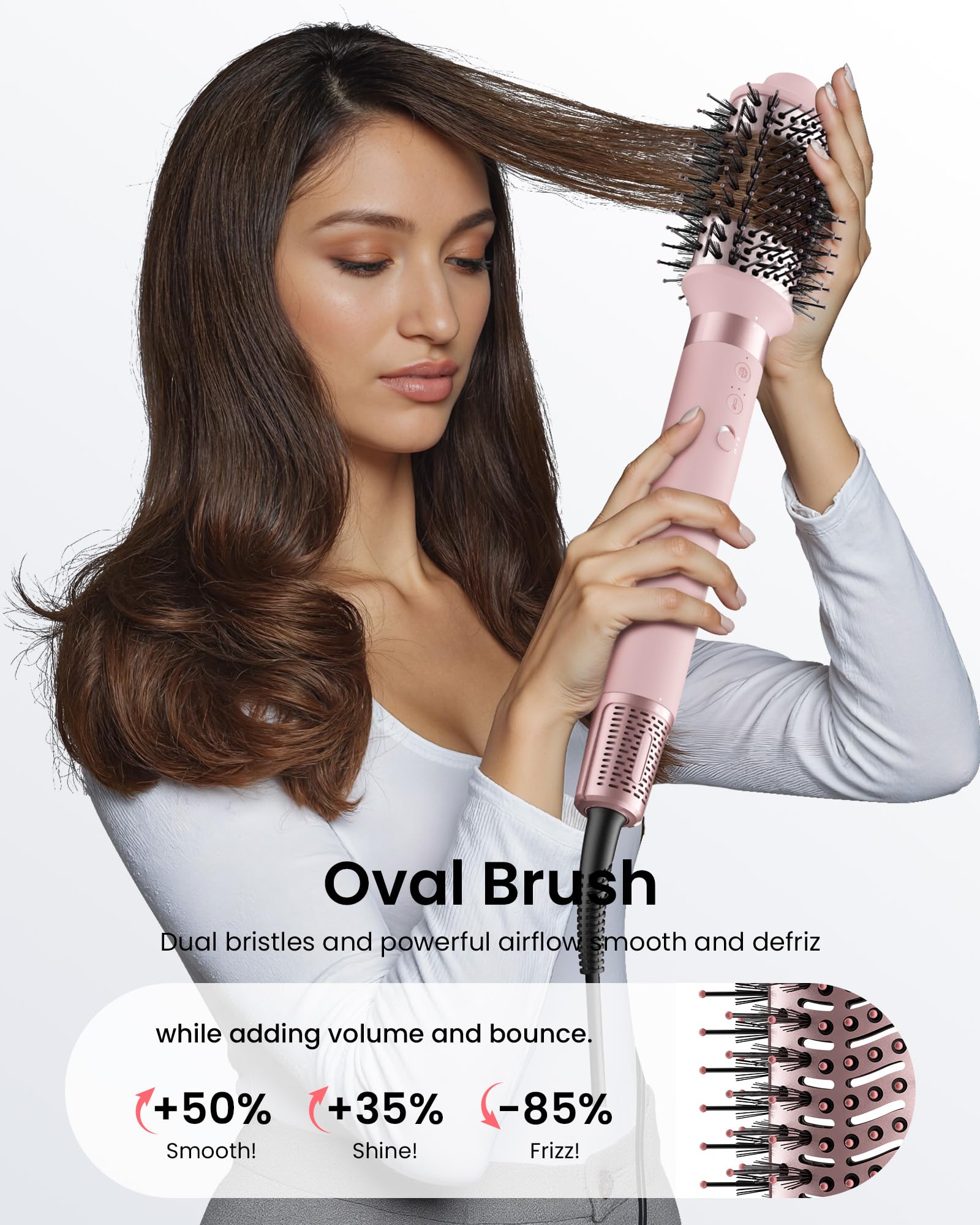 White Smoke 5 in 1 Hot Air Styler Wrap - High-Speed Hair Dryer, Volumizing Brush with Auto Curlers, Fast Drying & Frizz-Free Styling Straightening, No Heat Damage, Includes Travel Bag, Gift for Women