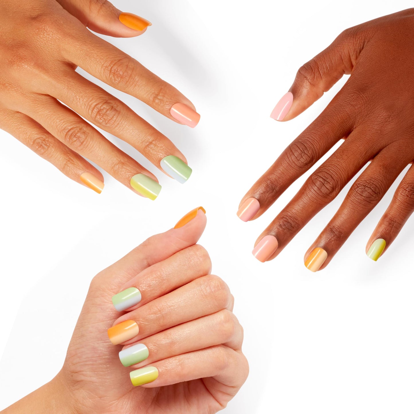White Smoke OPI On Point Hue-cid Dreams | Short Squoval Pastel Rainbow Nail Art Press On Nails | 30 Count with Nail Glue | Long Lasting, Reusable, Non-damaging