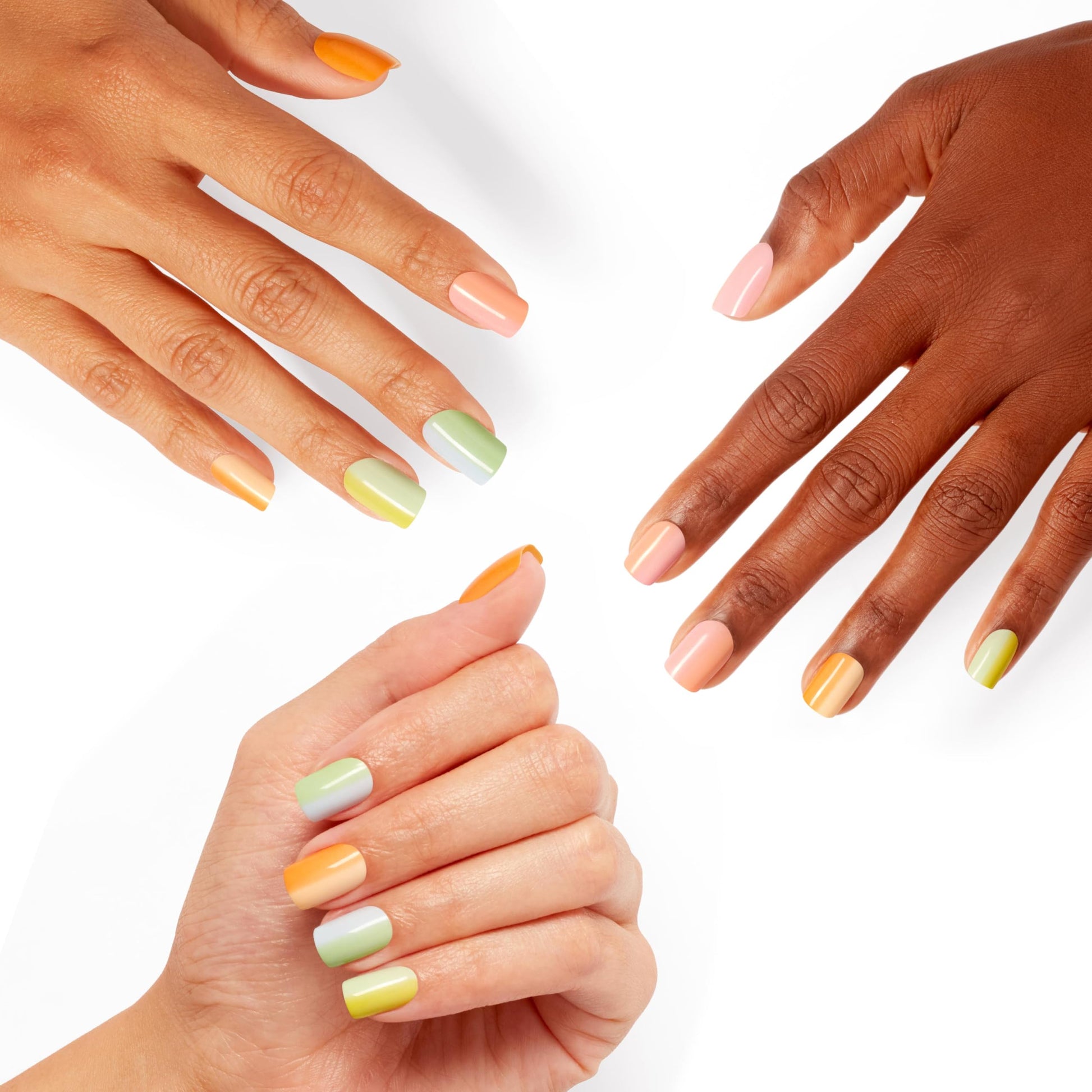 White Smoke OPI On Point Hue-cid Dreams | Short Squoval Pastel Rainbow Nail Art Press On Nails | 30 Count with Nail Glue | Long Lasting, Reusable, Non-damaging