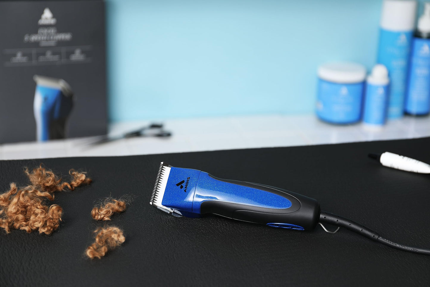 Dark Slate Gray Andis 68520 Excel Professional 5-Speed Detachable Blade Clipper Kit - Animal/Dog Grooming, Rotary Motor, Soft-Grip Anti-Slip Housing, 14-Inch Cord, for All Coats & Breeds, SMC, Blue
