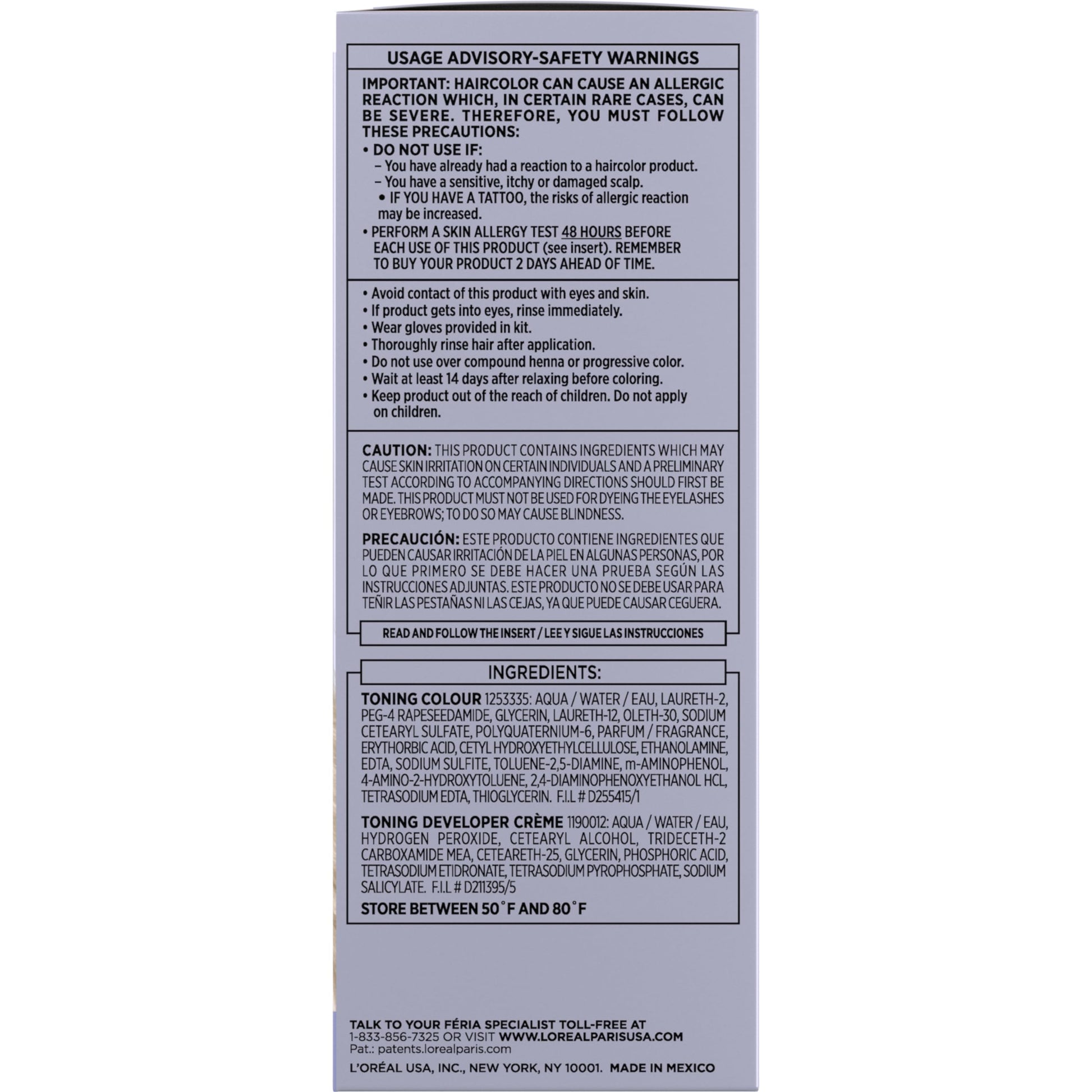 Light Slate Gray L’Oreal Paris Feria Long-Lasting Anti Brass Power Hair Toner, Ammonia Free Demi Permanent Hair Color, Ice Blonde Hair Toner, 1 Application