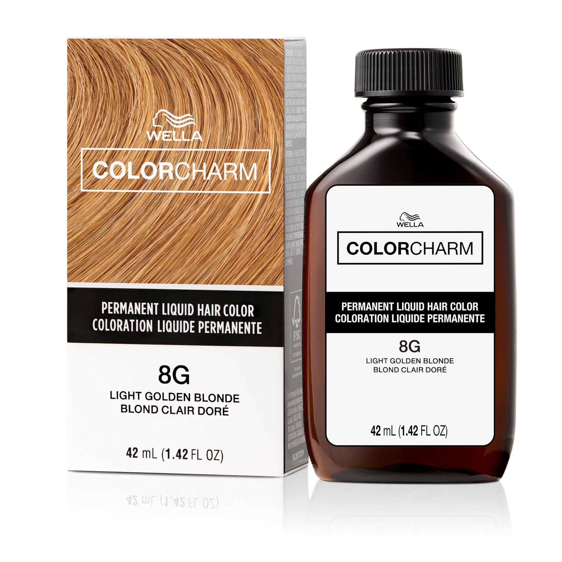 White Smoke COLORCHARM Permanent Liquid Hair Color | 8G Light Gold Blonde | Up to 100% Gray Coverage | 1.42 Fl Oz