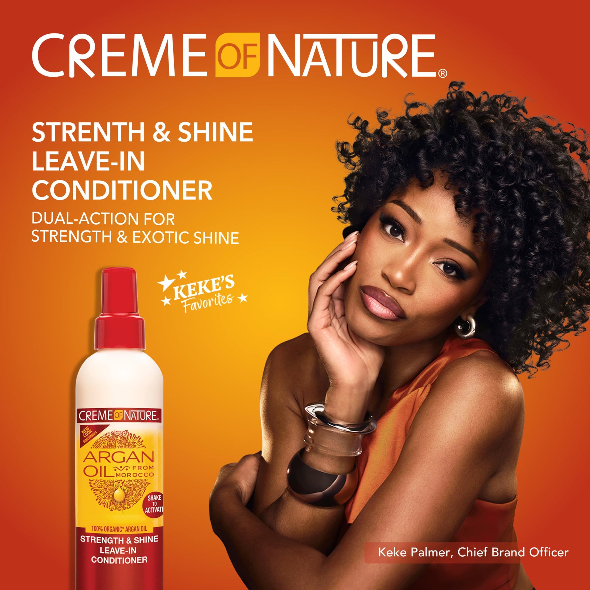 Chocolate Creme of Nature Strength & Shine Leave-In Conditioner, Dual-Action Moisture & Protection, Infused with 100% Organic Argan Oil from Morocco, 8.45 fl oz