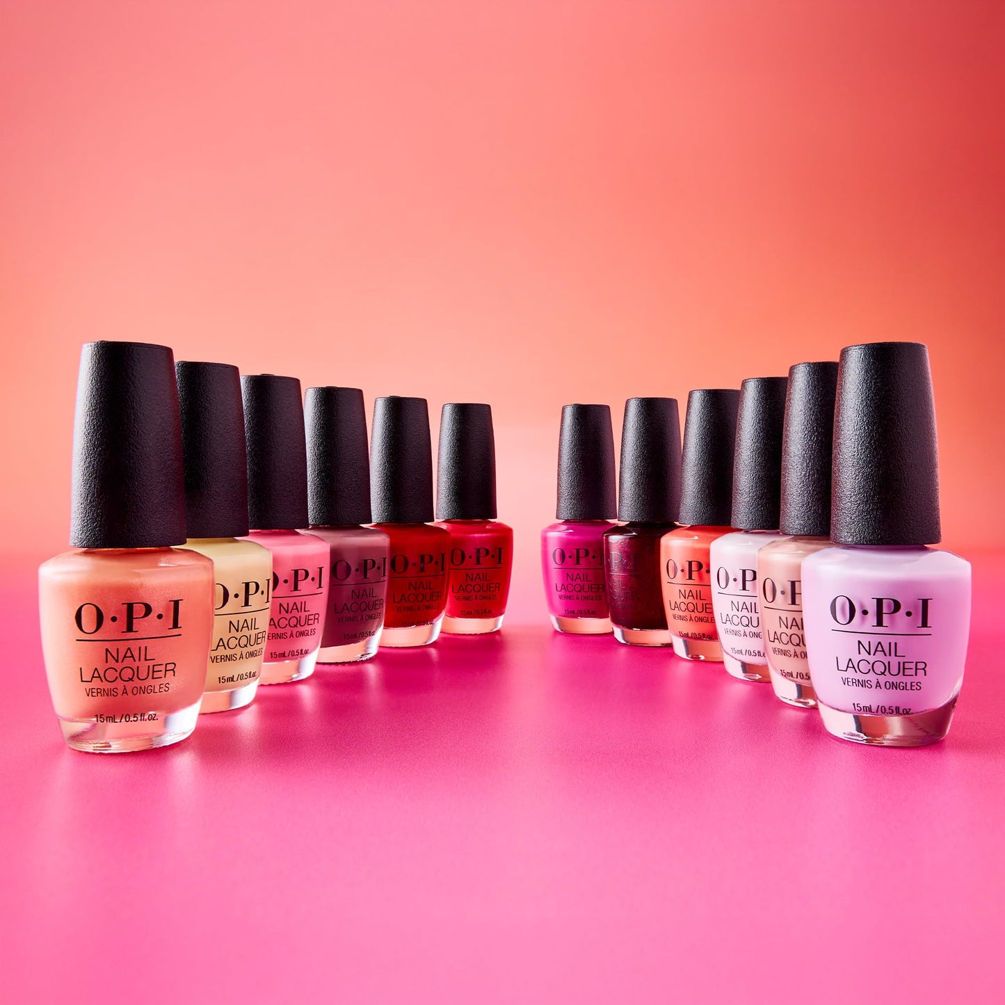 Hot Pink OPI Nail Lacquer Queens Rule | Semi-Sheer Warm Salmon Coral with Shimmer Chip Resistant Nail Polish | The New OPIcons Collection | Spring 2026