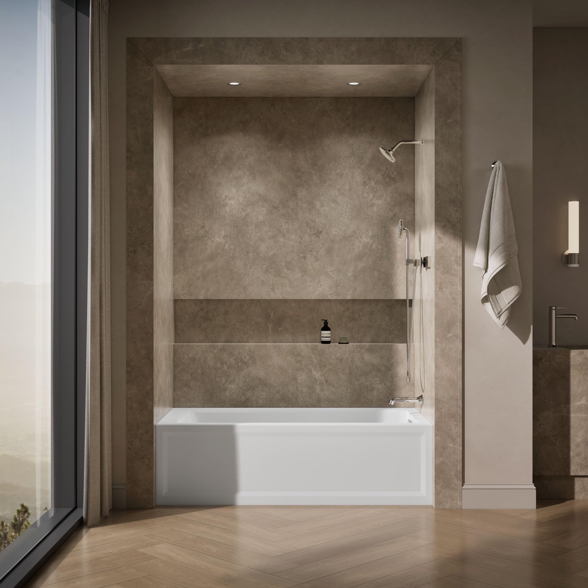 Dim Gray Kohler 1948-RA-0 Archer® 66" x 32" alcove bath, right drain, White