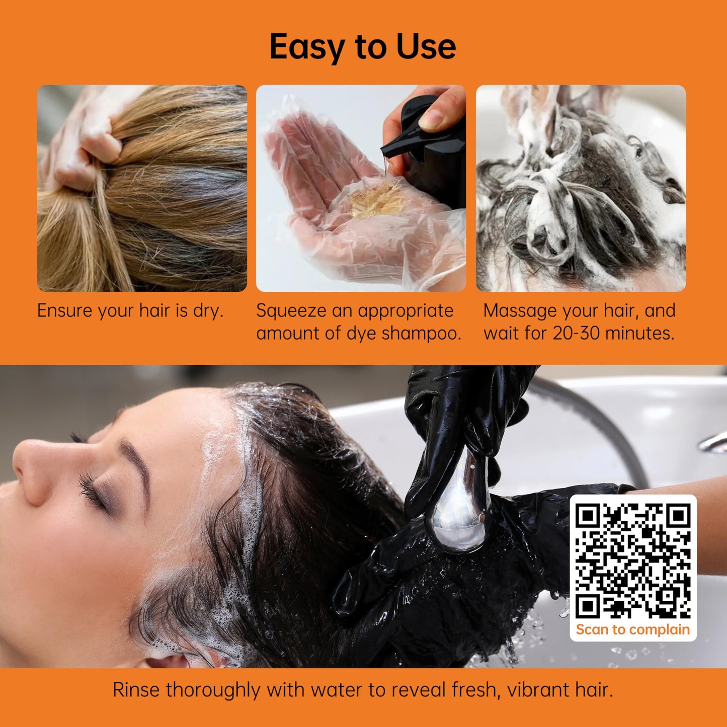 Black Happy Innocent Hair Color Shampoo for Gray Hair - Hair Dye Shampoo, 4 In 1 Easy to use Natural & Long-Lasting Looking Ammonia Free(Dark Brown)