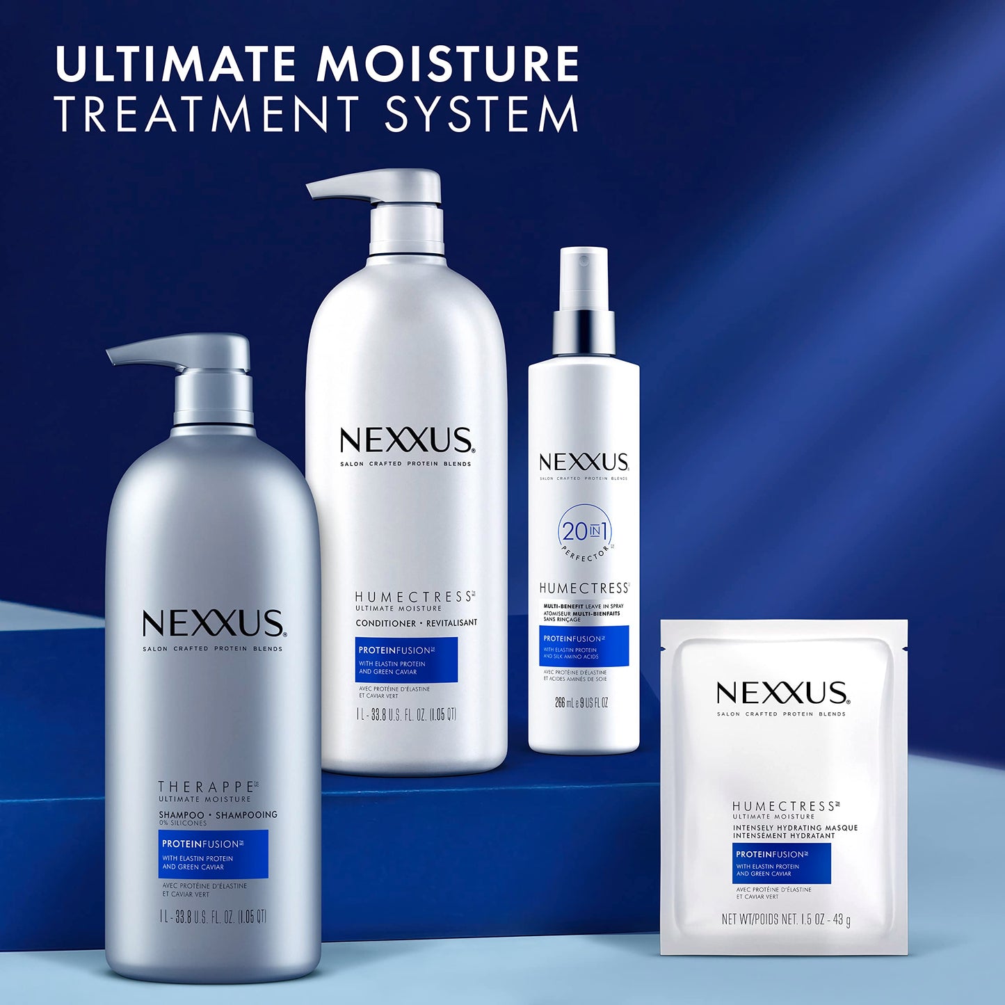 Midnight Blue Nexxus Humectress Conditioner for Ultimate Moisture for Dry Hair Powered by POLYSOFT HYDRATOR Technology with Tri-lipids 33.8 oz