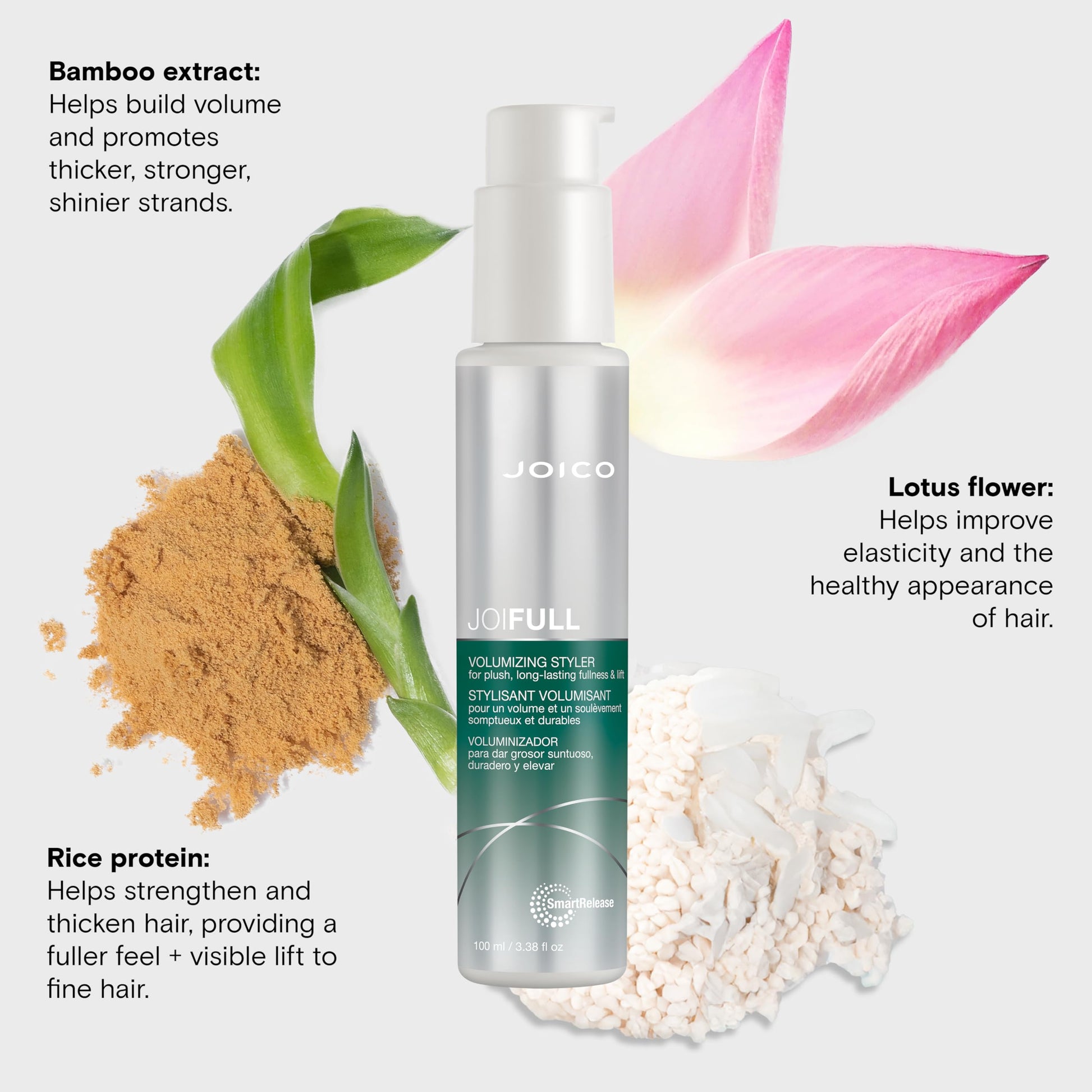 Lavender Joico JoiFULL Volumizing Styler | For Fine, Thin Hair | Add Instant Body | Long-Lasting Volume & Texture | Protect Against Pollution | With Rice Protein & Bamboo Extract | 3.38 Fl Oz