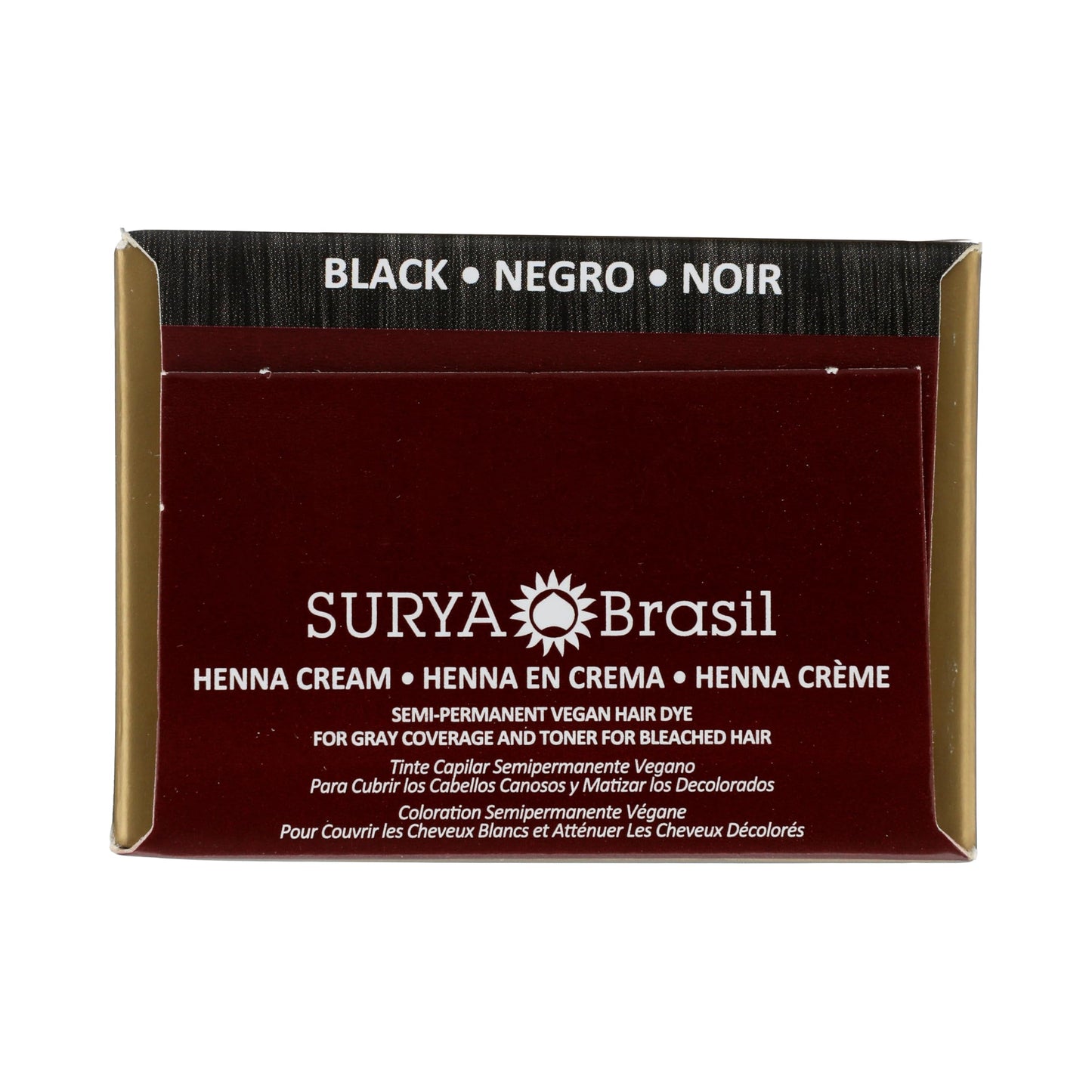 Black Surya Brasil - Henna Cream for Gray Coverage, Semi Permanent Natural Henna Deep Conditioning Hair Color Treatment, Black, 2.37 oz / 70 ml