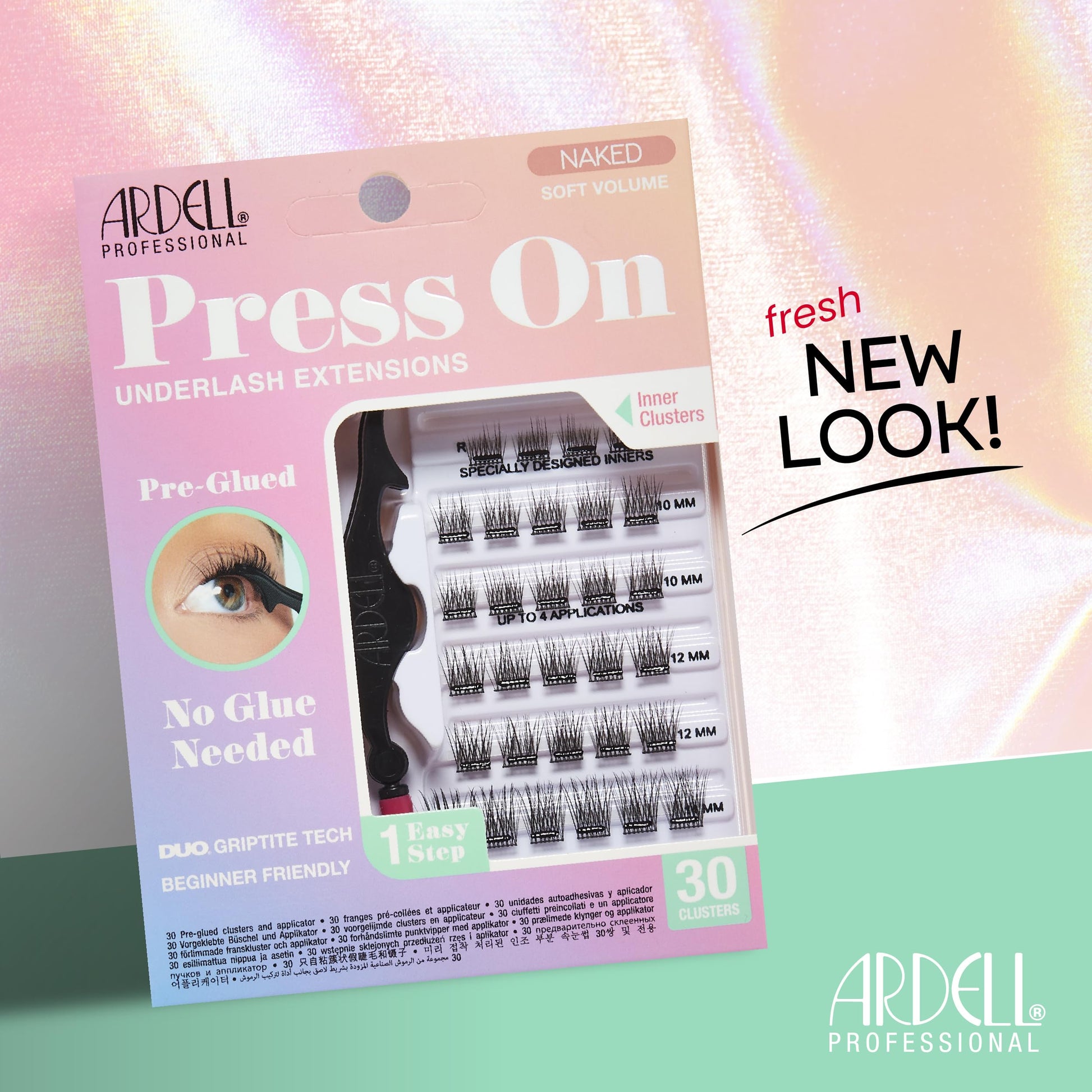 Light Green Ardell Naked Press On Lashes Pre-Glued Underlash Cluster Eyelash Extensions - Self Adhesive Eyelashes, Soft Volume, No Glue Needed Lash Clusters, DIY Lash Extension Kit