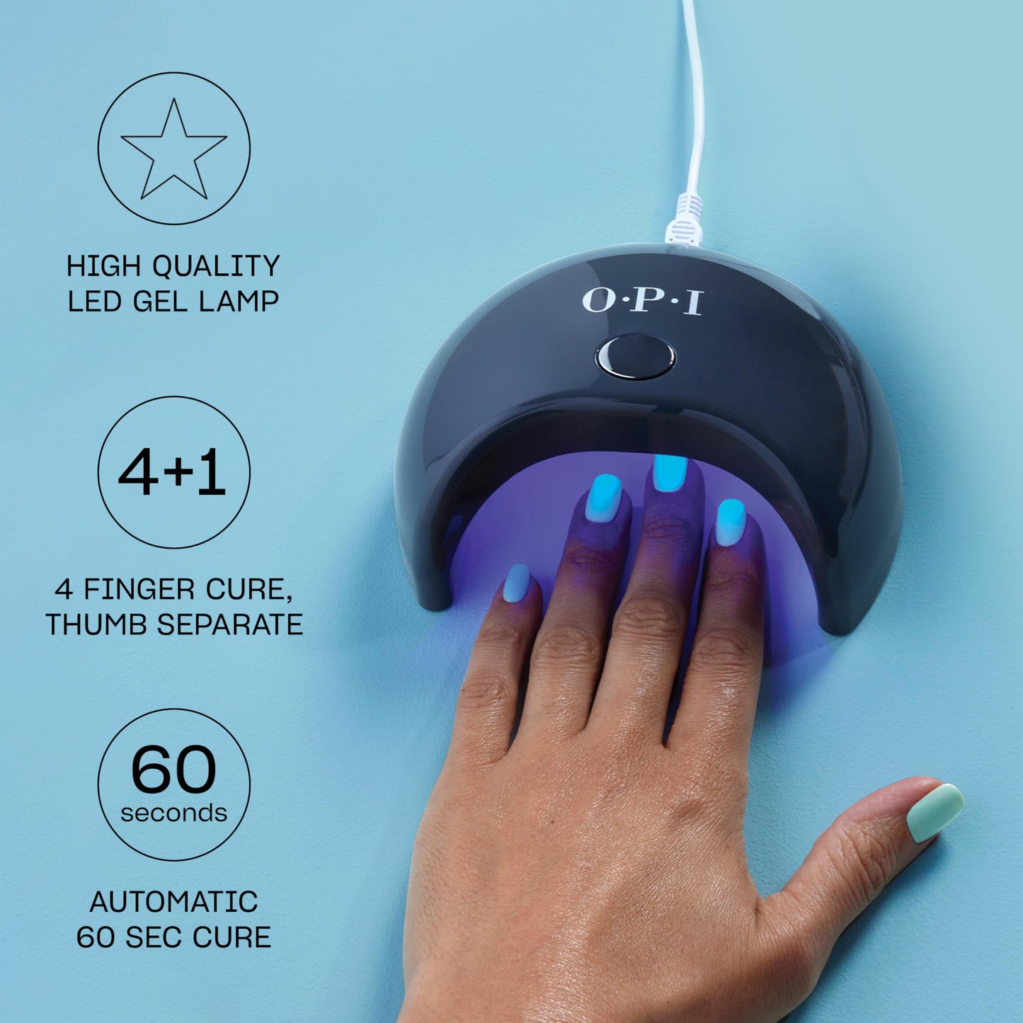 Light Steel Blue OPI GELement Starter Essentials Kit | Includes Base Coat, Top Coat, LED Curing Lamp, & Prep Supplies | DIY Professional Salon Quality Gel Manicure Results