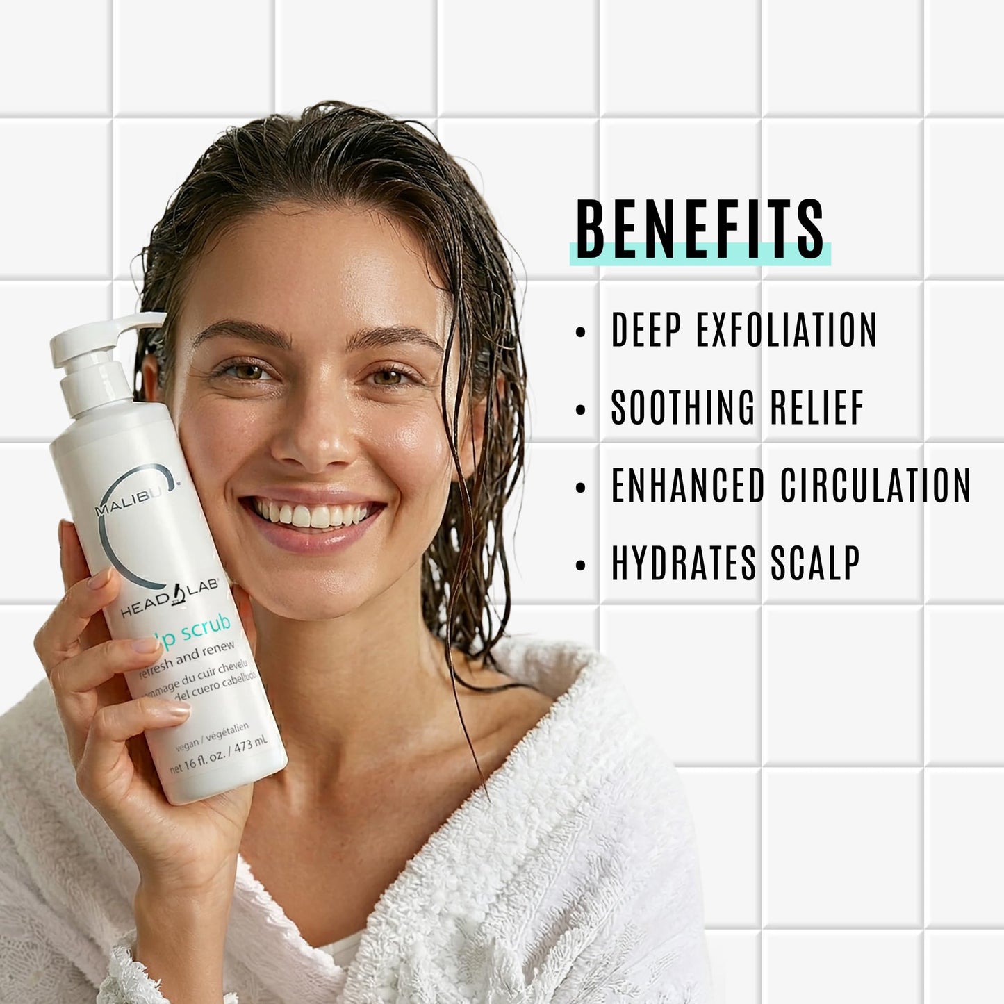 White Smoke Malibu C Head Lab Scalp Scrub - Gentle Scalp Exfoliator Enriched with Activated Charcoal. Jojoba Esters for Improved Scalp Health - Clean, Vegan Hair Care (6 oz)