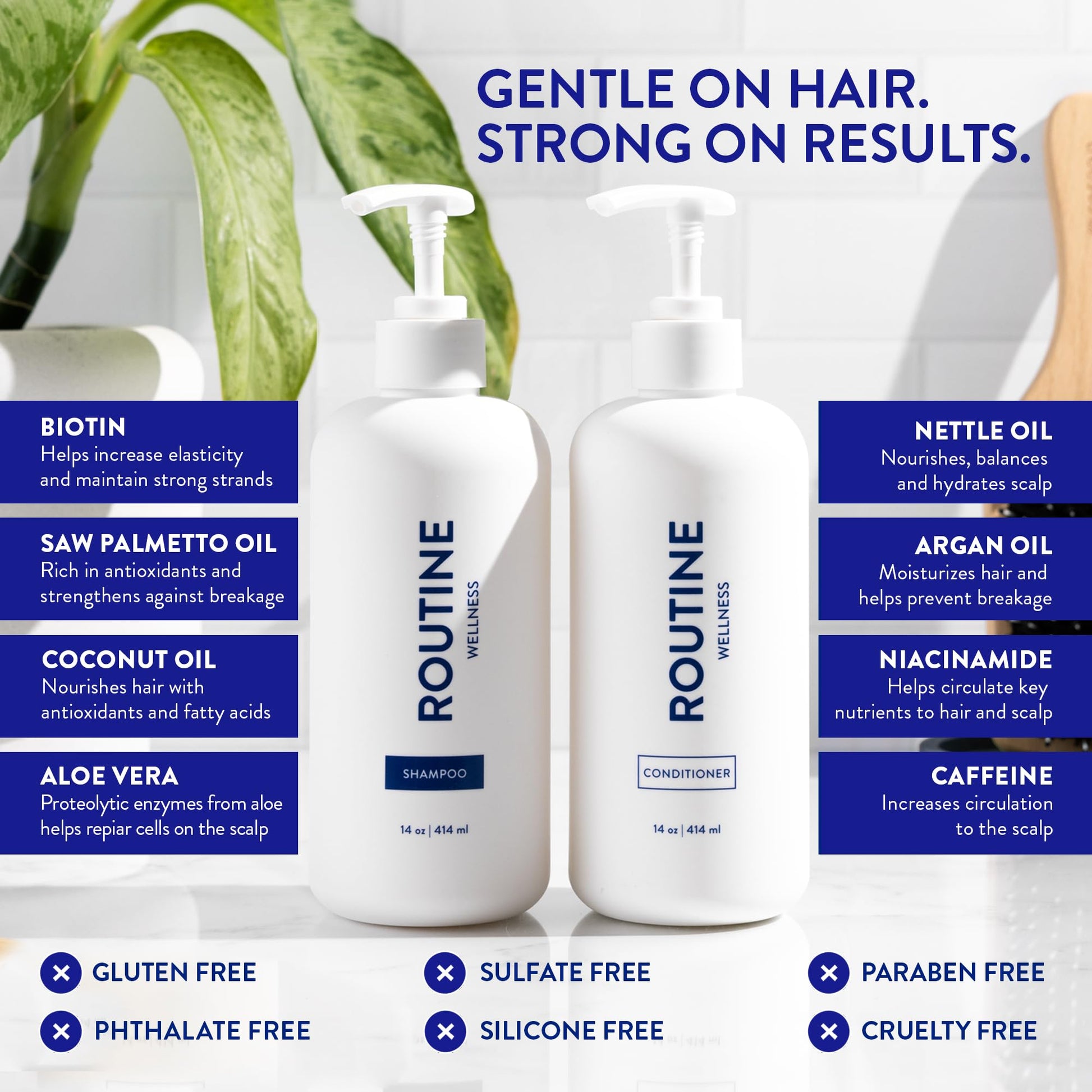 White Smoke Routine Wellness Anti-Thinning Shampoo and Conditioner Set for Thinning Hair - Biotin DHT Blocker Women & Men - Color Safe Shampoo for Hair Loss & Healthier Hair - Coconut & Vanilla (Pack of 2)