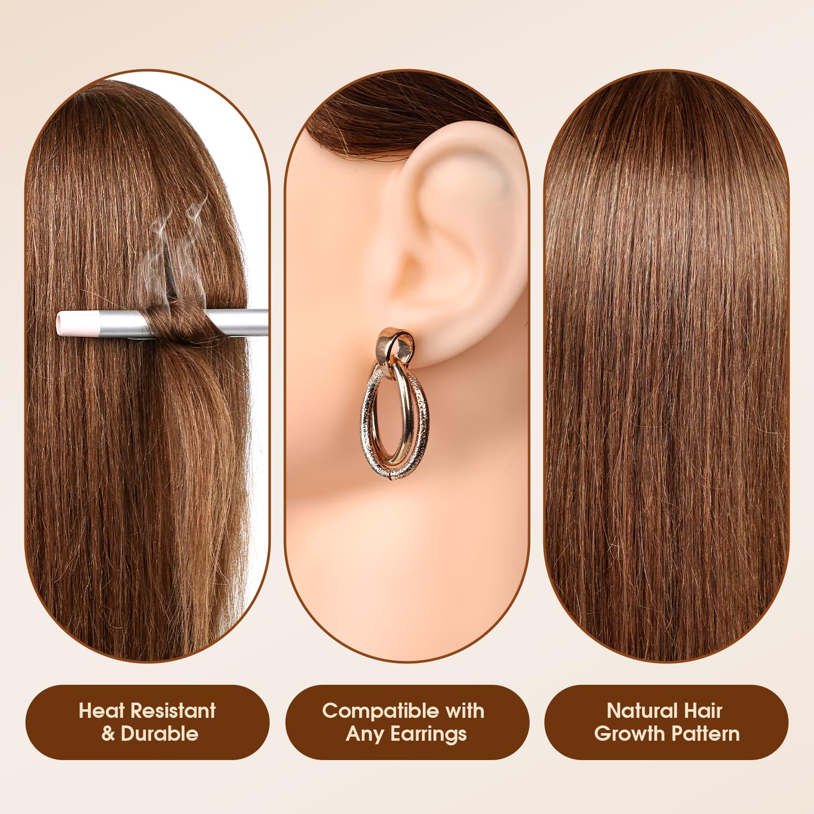 Navajo White 18 Inch 100% Real Human Hair Mannequin Head, Cosmetology Manikin Head Training Doll Head for Hair Styling, Braiding, Curling Practice, with Table Clamp Holder & Complete Styling Tools Kit(Brown)