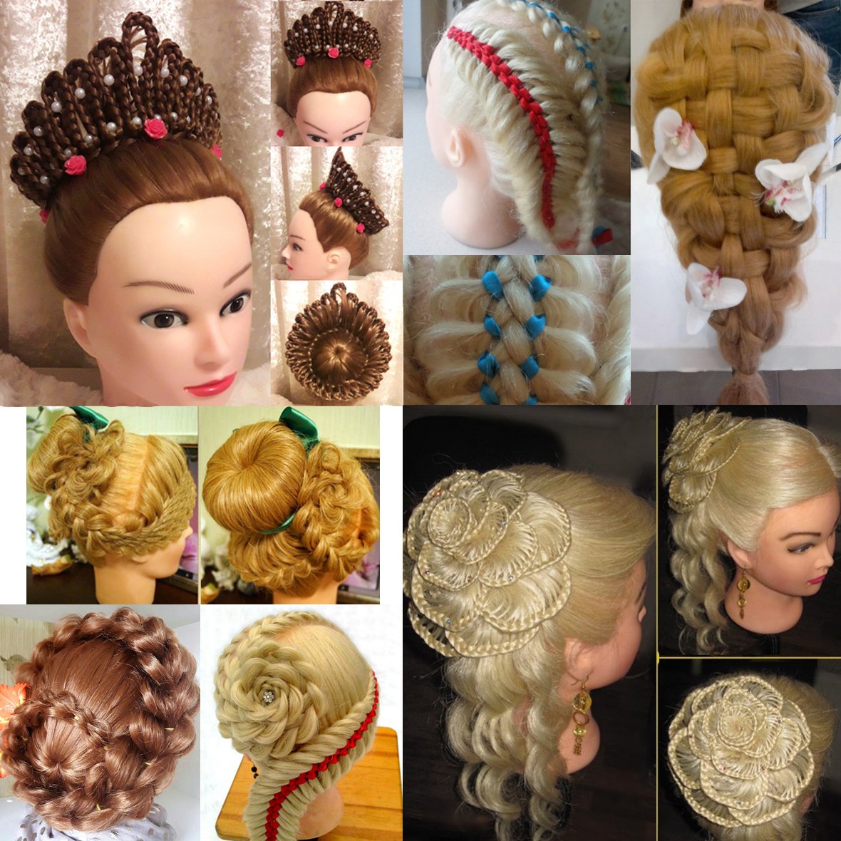 Black Mannequin Head With Human Hair 22-24 Inch Blonde 60% Real Hair Cosmetology Manicans Head for Practicing Braiding Styling Cutting Doll Head with Clamp Holder