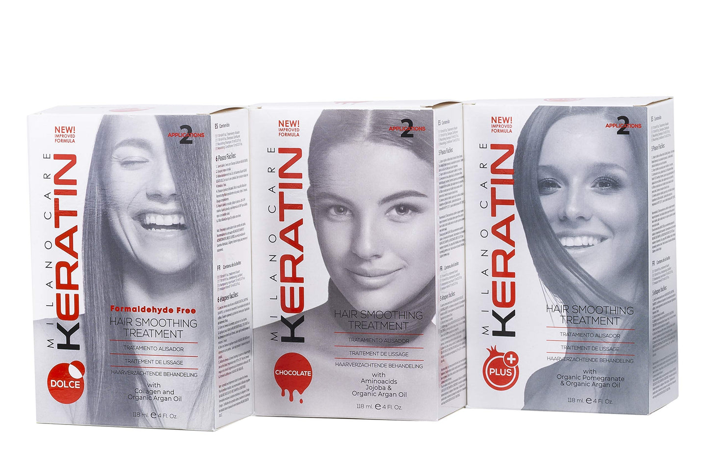 White Smoke Milano Care Keratin Hair Smoothing Treatment - Professional Salon System with Clarifying Shampoo, Dolce 4 fl oz