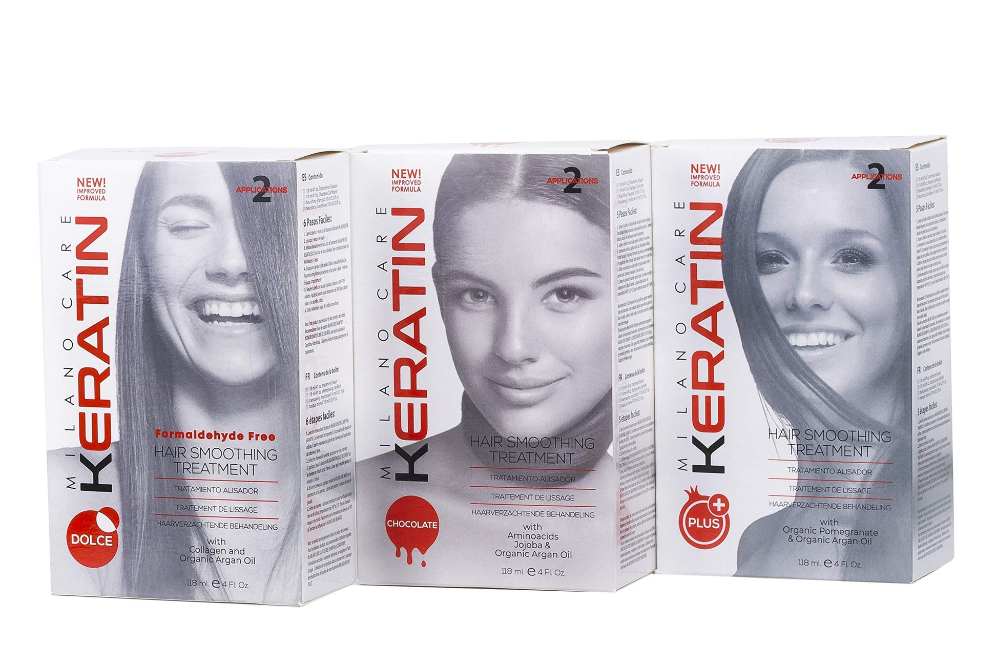 White Smoke Milano Care Keratin Hair Smoothing Treatment - Professional Salon System with Clarifying Shampoo, Dolce 4 fl oz