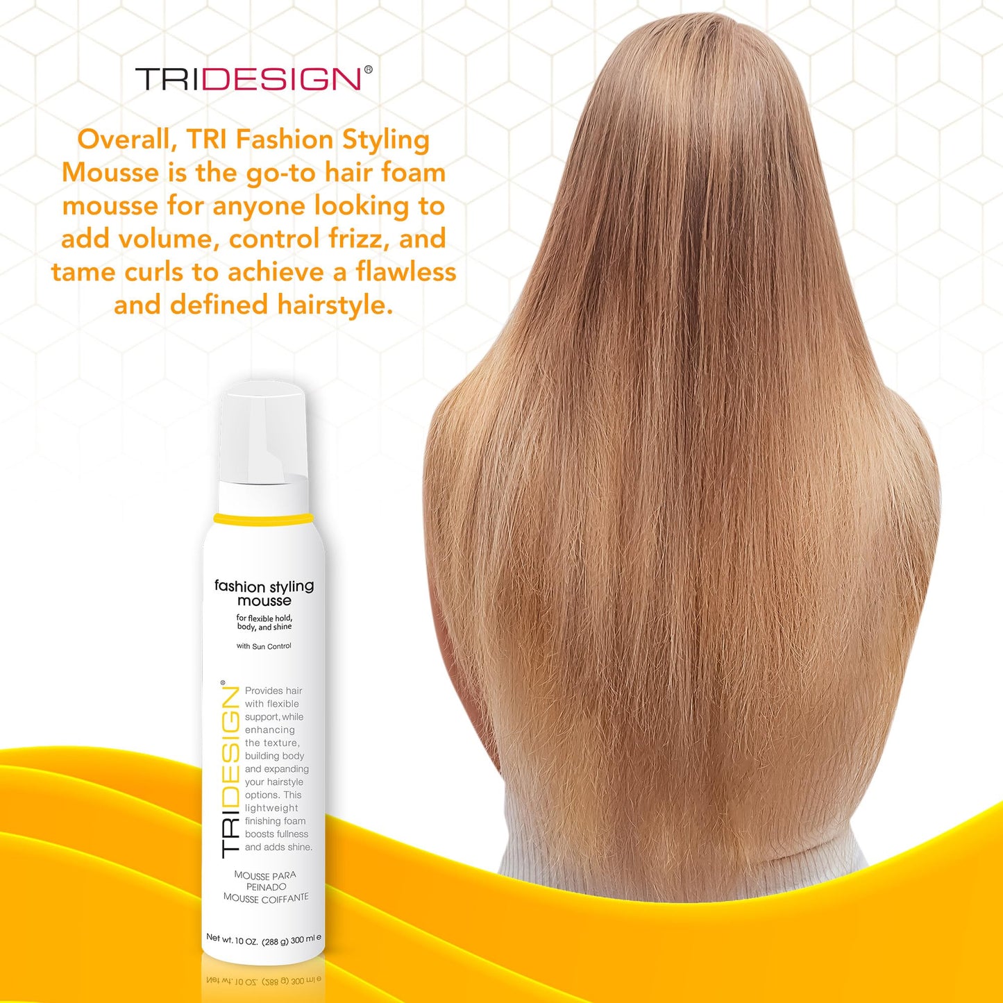 White Smoke TRI Fashion Styling Mousse - Wavy Hair Volumizer & Curl Tamer with Frizz Control, Shine & Styling Options for Women, Hair Foam - 10 Ounce