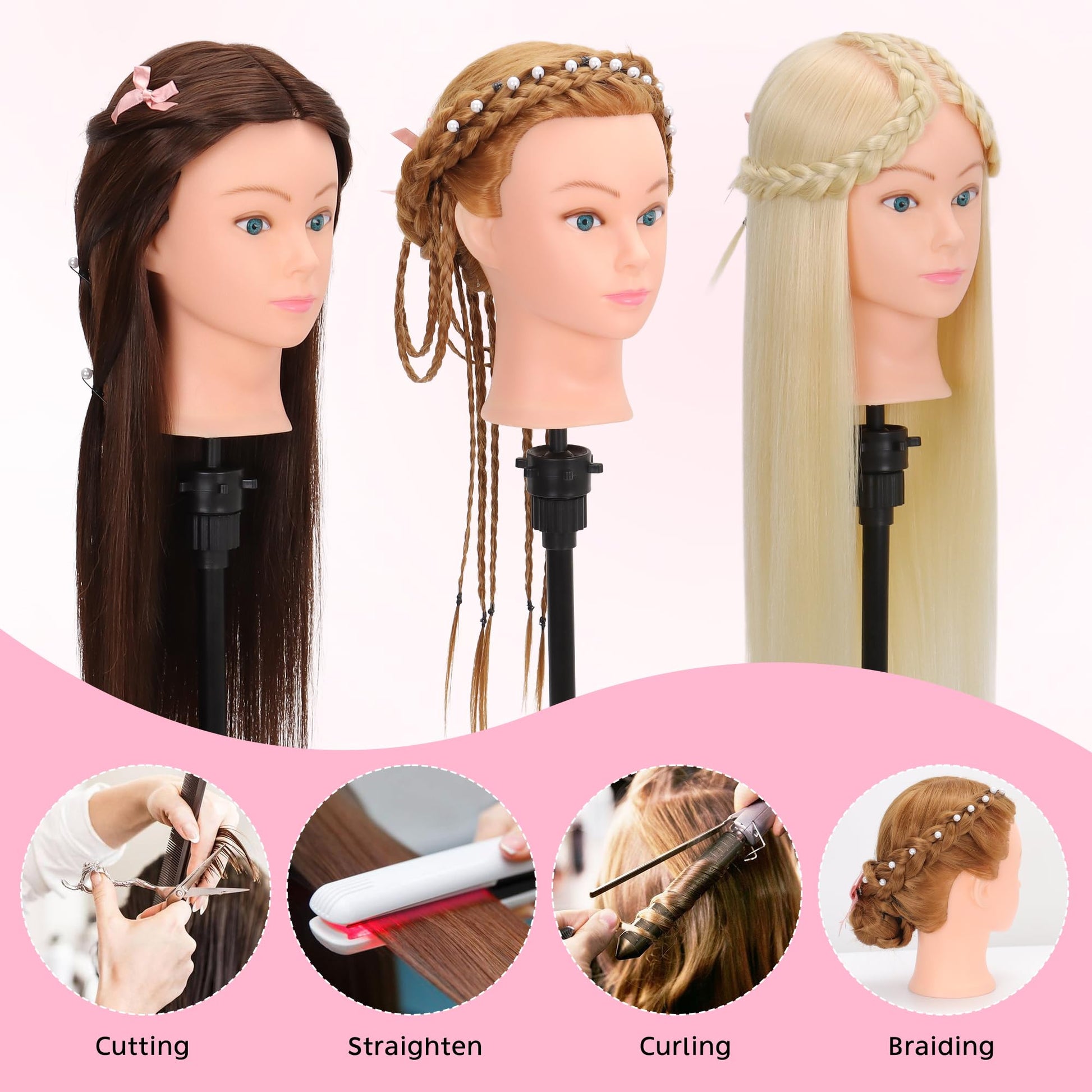 White Smoke Mannequin Head Human Hair for Cosmetology - Manikin Head With 80% Human Hair for Styling Practice, Manikin Practice Head Hairdresser With Free Clamp Holder (#27-UB)