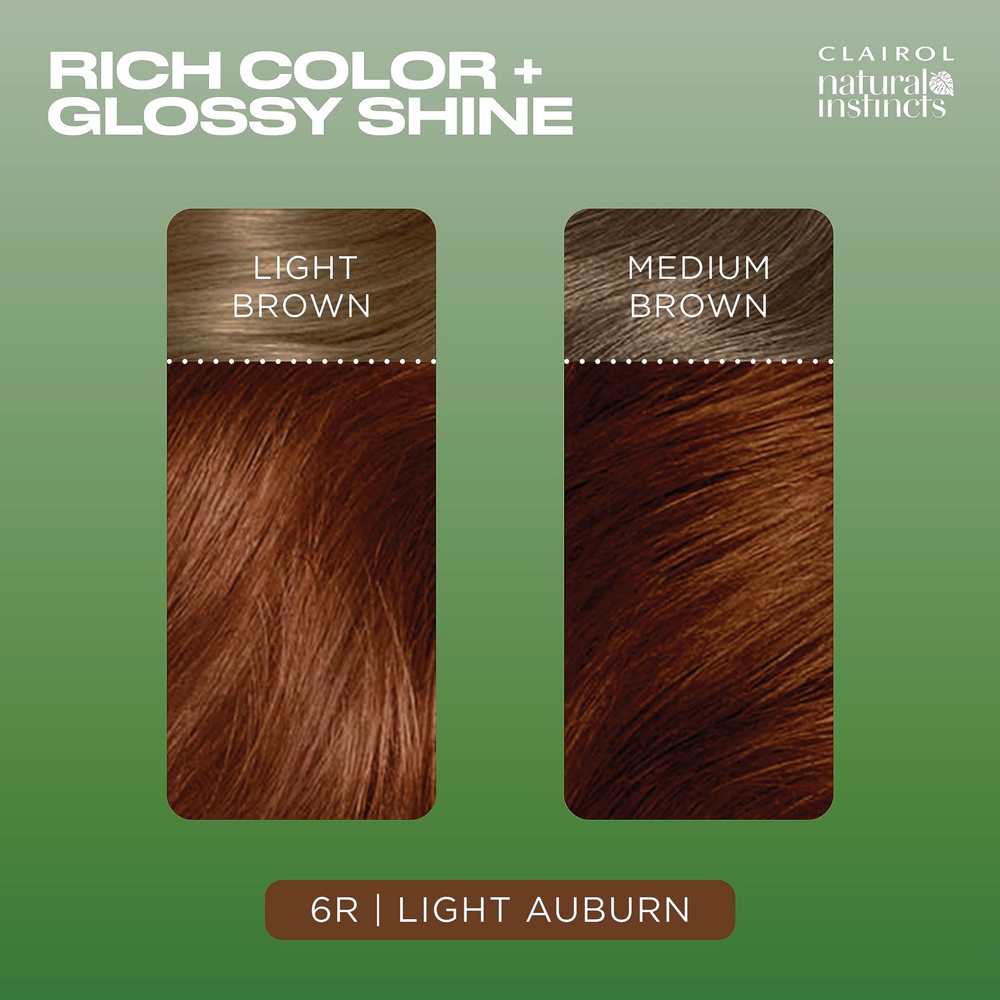 Dark Olive Green Clairol Natural Instincts Demi-Permanent Hair Dye, 6R Light Auburn Hair Color, Pack of 1