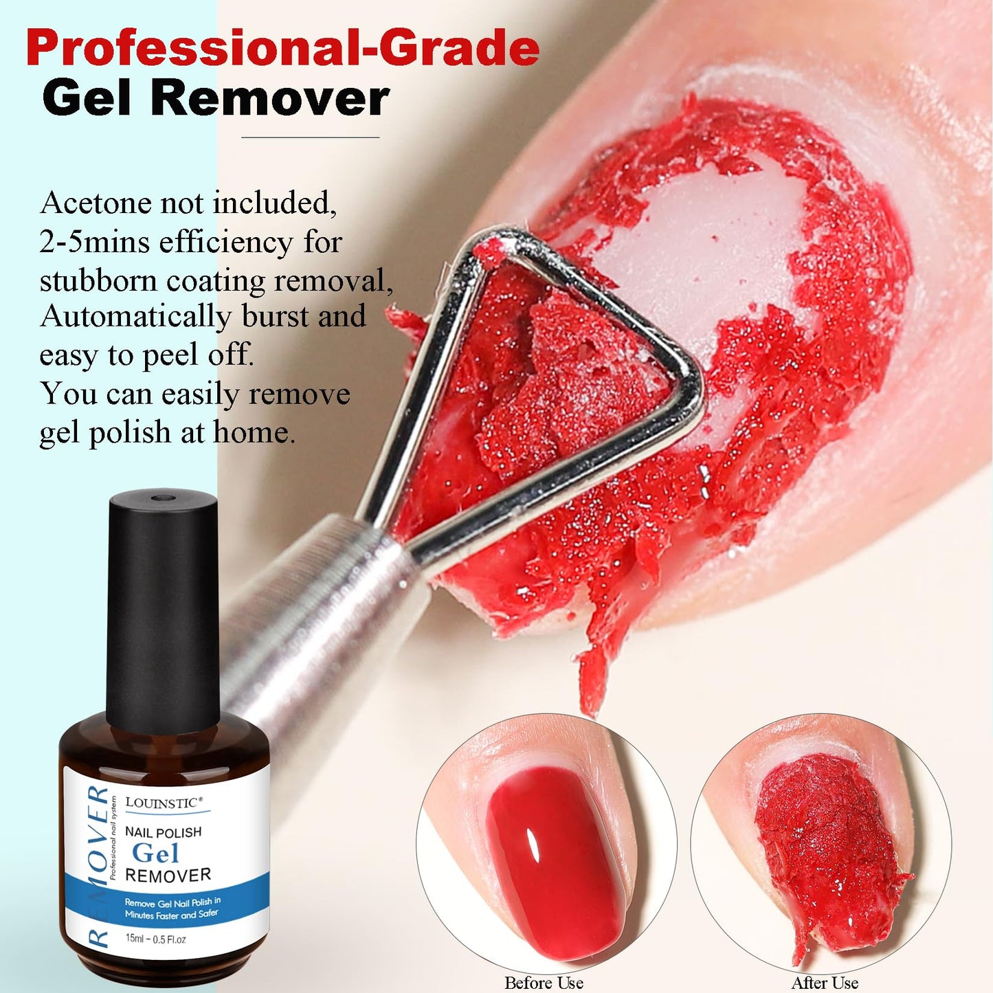 Seashell Gel Nail Polish Remover, Gel Remover Kit with Liquid Latex for Nails, No Need to Wrap or Soak, Removes Nail Polish in 2-5 Minutes, Acetone Free, Not Damage to Nails, with Manicure Tools