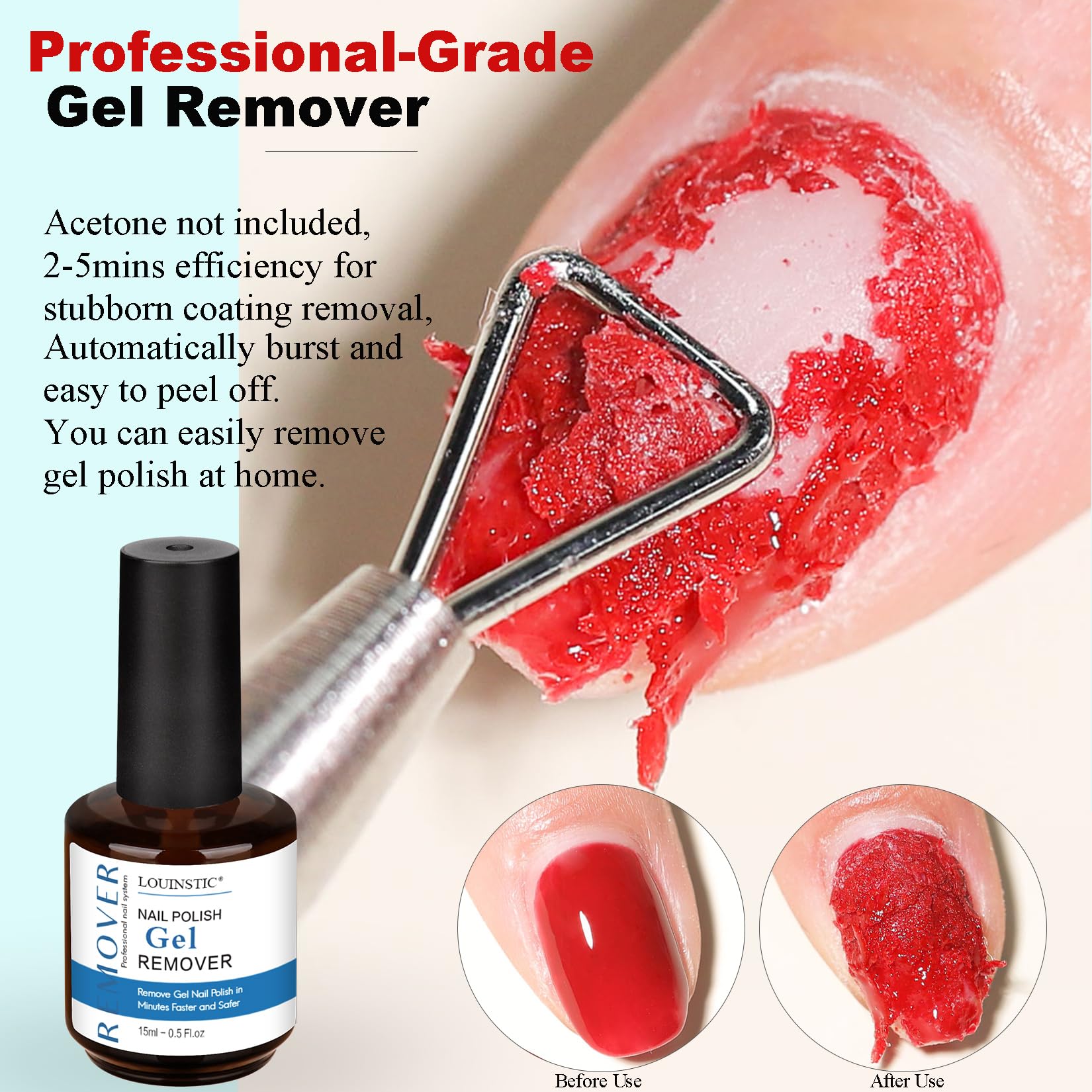 Seashell Gel Nail Polish Remover, Gel Remover Kit with Liquid Latex for Nails, No Need to Wrap or Soak, Removes Nail Polish in 2-5 Minutes, Acetone Free, Not Damage to Nails, with Manicure Tools
