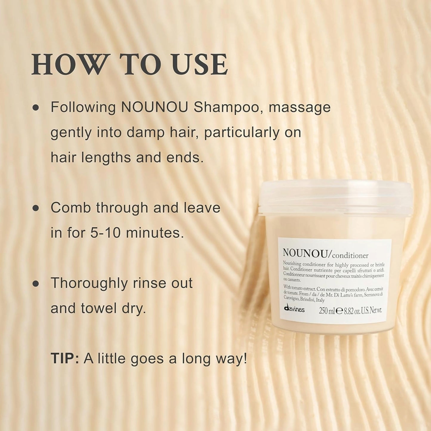 Wheat Davines NOUNOU Conditioner, Nourishing Emollient Effect for Highly-Processed, Chemically Treated, Dry, Damaged or Brittle Hair - Easy to Untangle, Travel Size, 2.54 Fl Oz