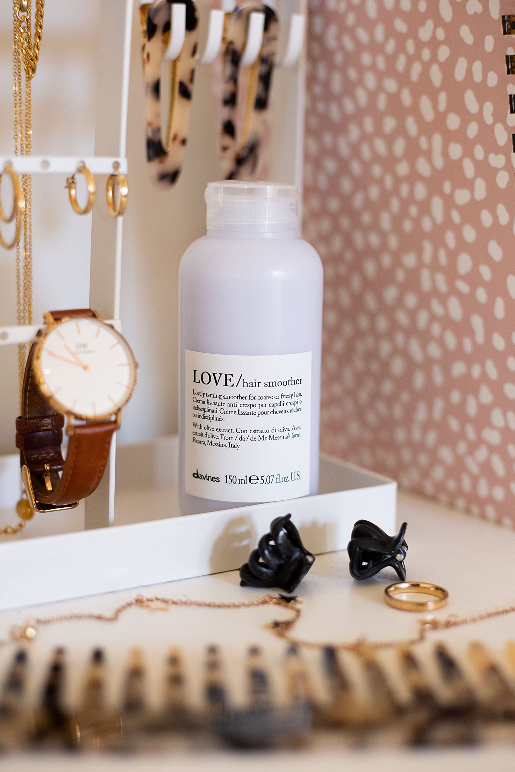 Rosy Brown Davines LOVE Hair Smoother, Leave-On Cream To Smooth Frizzy, Unruly Or Wavy Hair Weightlessly, 5.07 Fl. Oz.