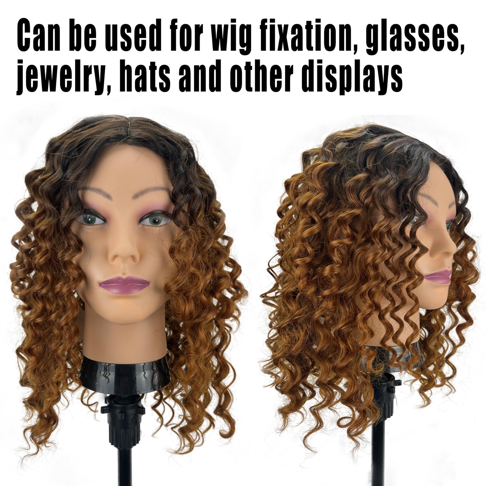 White Smoke simnient Bald Mannequin Head Stand Professional Cosmetology Wig Training Head for Wig Making and Display Hat Glasses Scarf Jewelry Model Head with Free Clamp