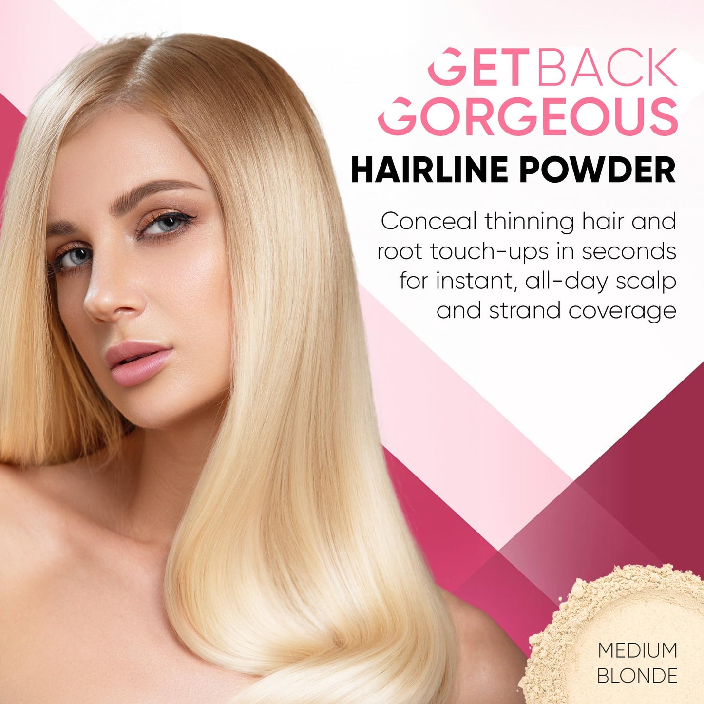 White Smoke Hairline Powder Instantly Conceals Hair Loss, Root Touch Up Hair Toppers for Women & Men, Hair Fibers for Thinning Hair, Root Cover Up, Stain-Proof 24 Hour Formula (Medium Blonde)