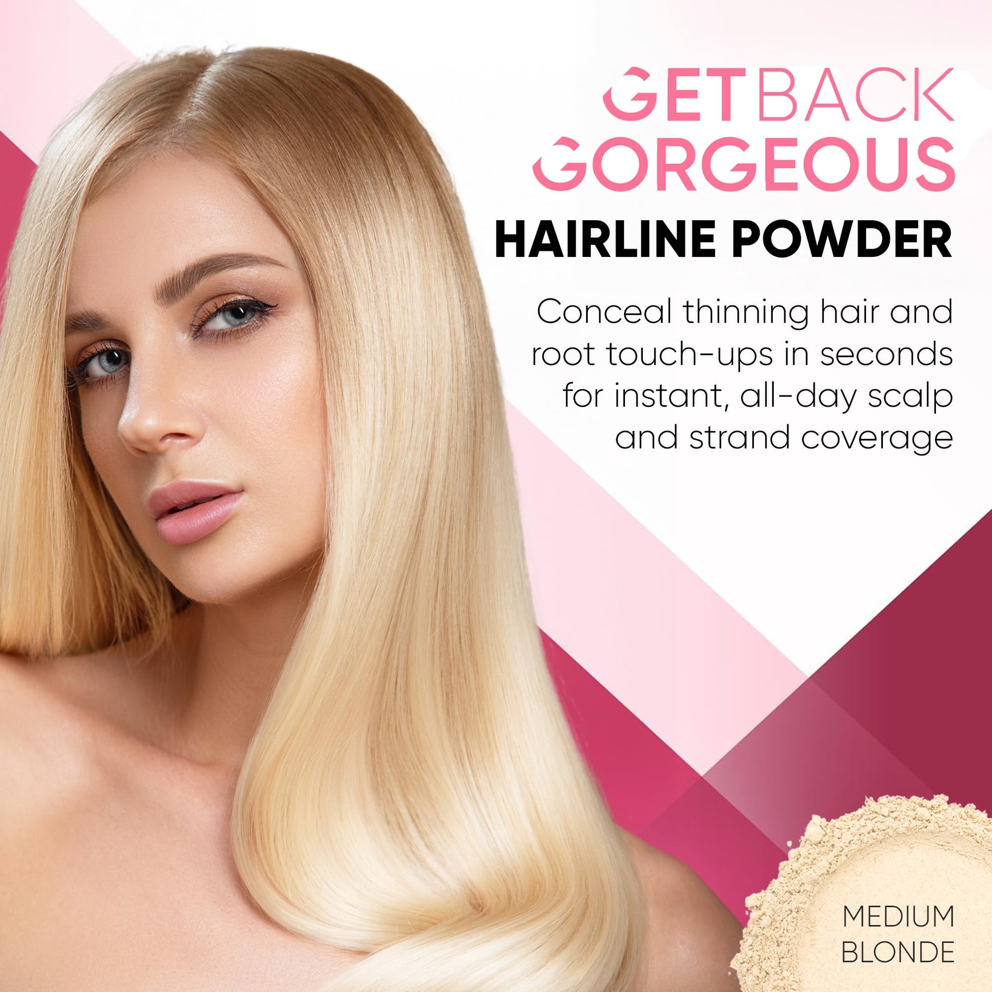 White Smoke Hairline Powder Instantly Conceals Hair Loss, Root Touch Up Hair Toppers for Women & Men, Hair Fibers for Thinning Hair, Root Cover Up, Stain-Proof 24 Hour Formula (Medium Blonde)