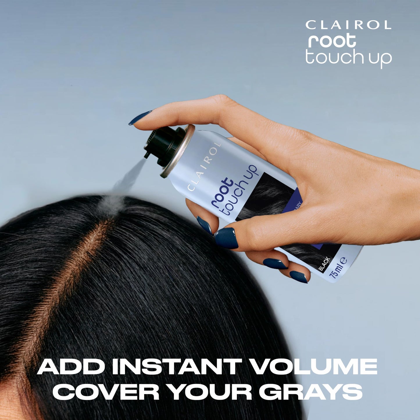 Gray Clairol Root Touch-Up Color + Volume 2-in-1 Temporary Hair Coloring Spray, Medium Brown Hair Color, Pack of 1 - Packaging May Vary