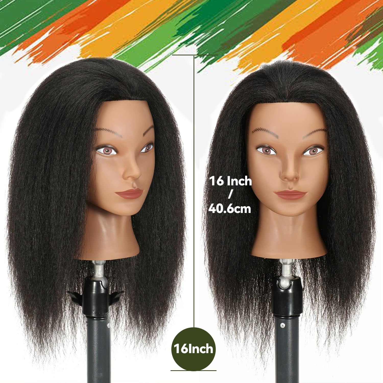 White Smoke Ineffable 16"Mannequin Head with Hair Mannequin Head for Braiding Hairstylists Manikin Head Cosmetology Doll Head for Hair Styling (16inch)