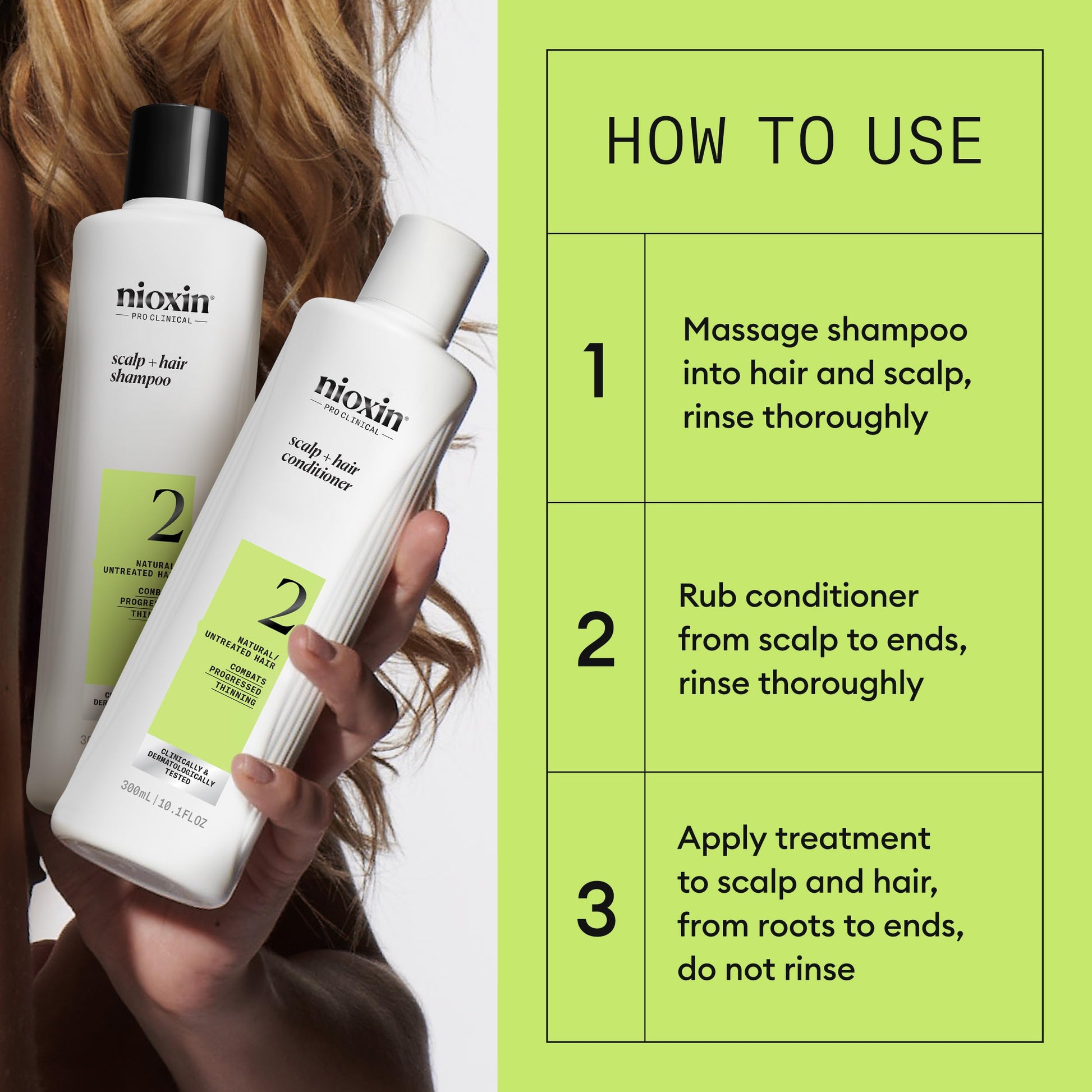 Light Goldenrod Nioxin Scalp + Hair Thickening System 2 | For Natural Hair with Progressed Thinning | Boost Hair Density with Niacinamide & Biotin | Trial Size | 1 Month Supply