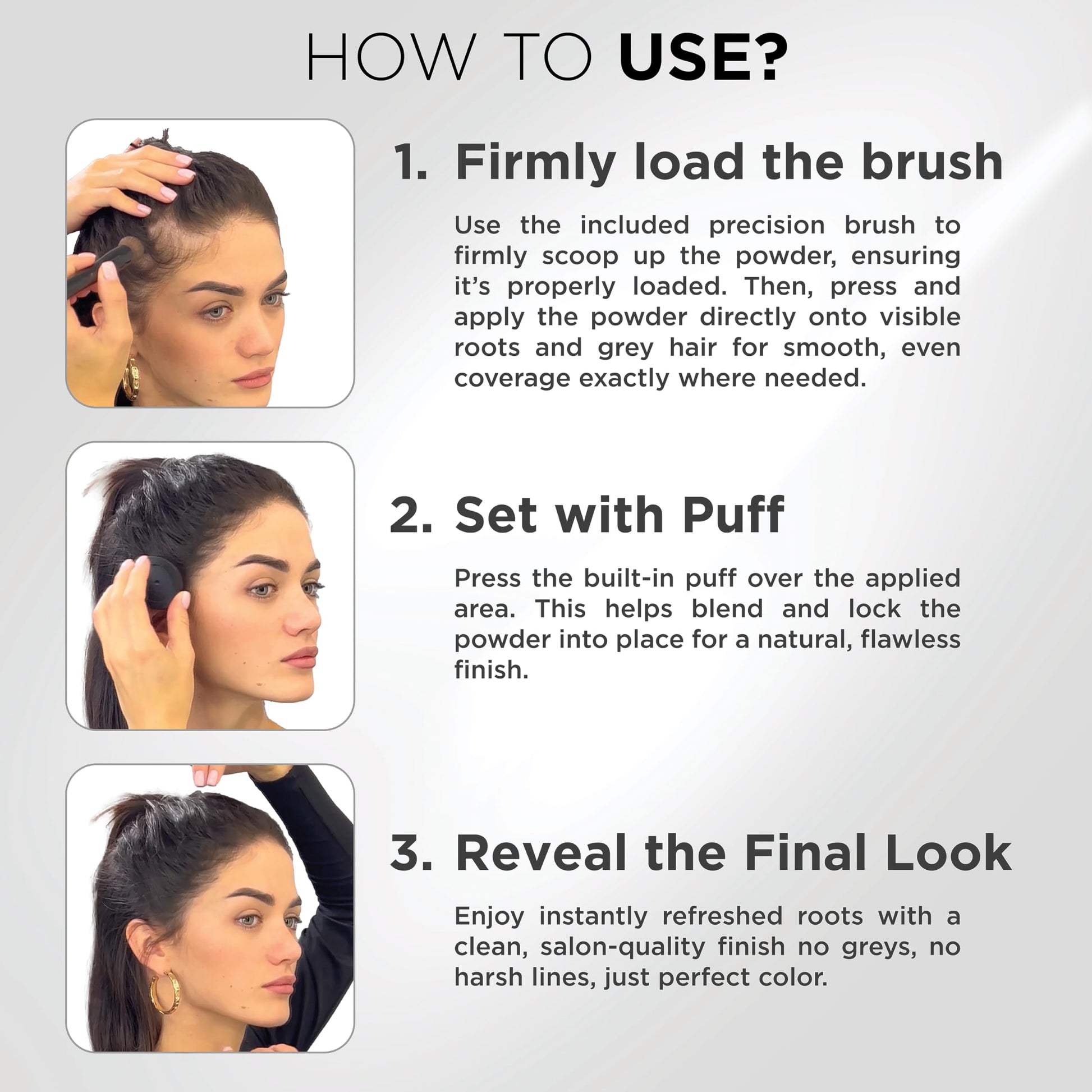 White Smoke THICK FIBER Root Touch Up Powder - Water & Sweat Resistant Hair Loss Concealer Set for Thinning Hair Women, Includes Brush (Black)