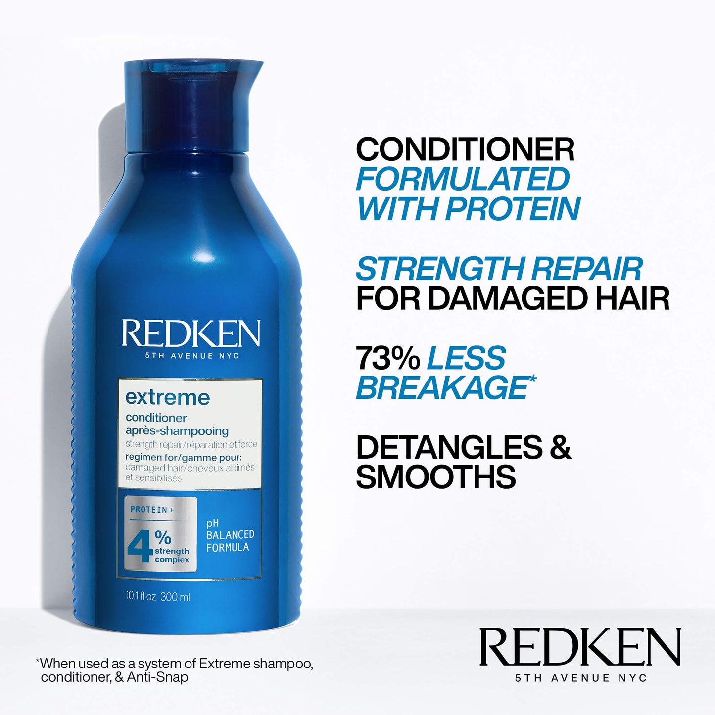 White Smoke Redken Extreme Shampoo and Conditioner | For Damaged Hair Repair | Protein-Infused Strengthening Formula