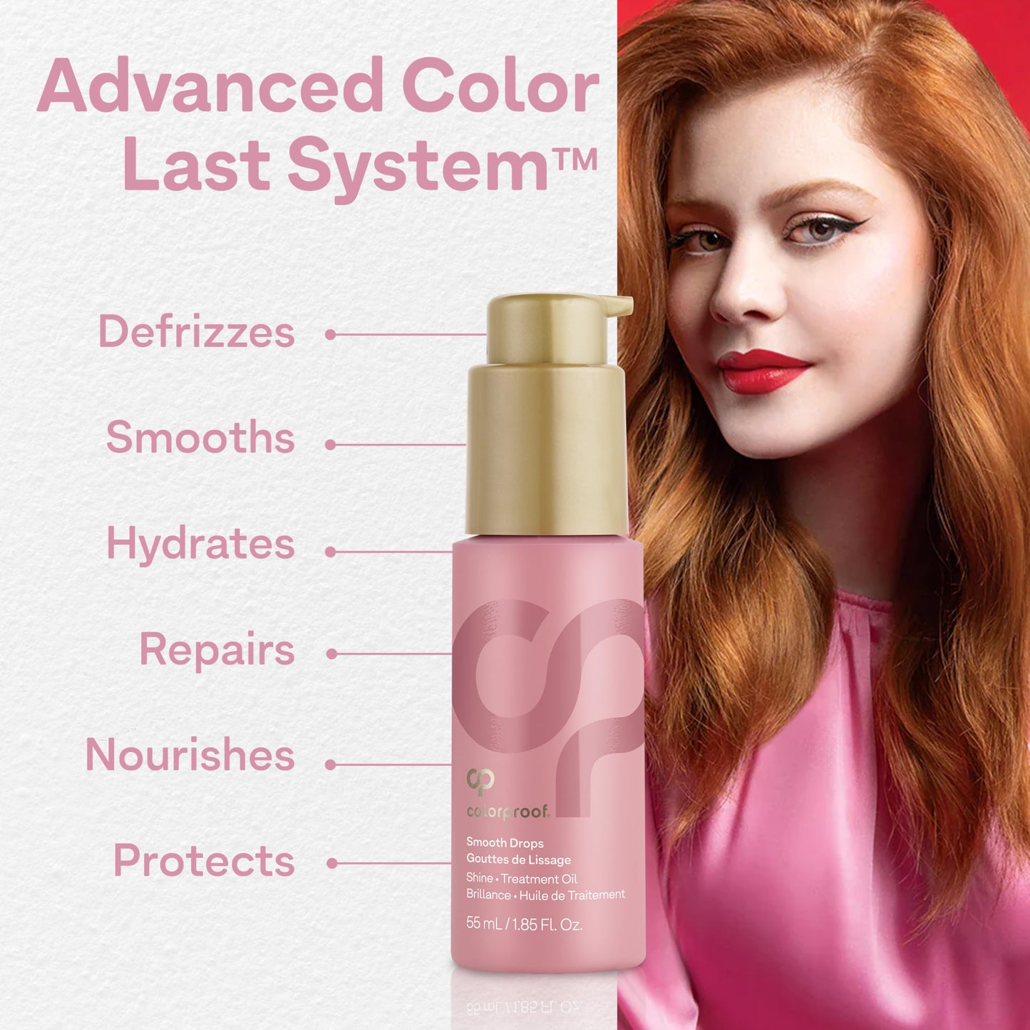 White Smoke Colorproof Smooth Drops 1.86 Fl. Oz. Clear, Non-Greasy Anti-Frizz Hair Drops with a Frizz Elimination and Humidity-Resistant Formula, and Color Protection, White Tea Scent