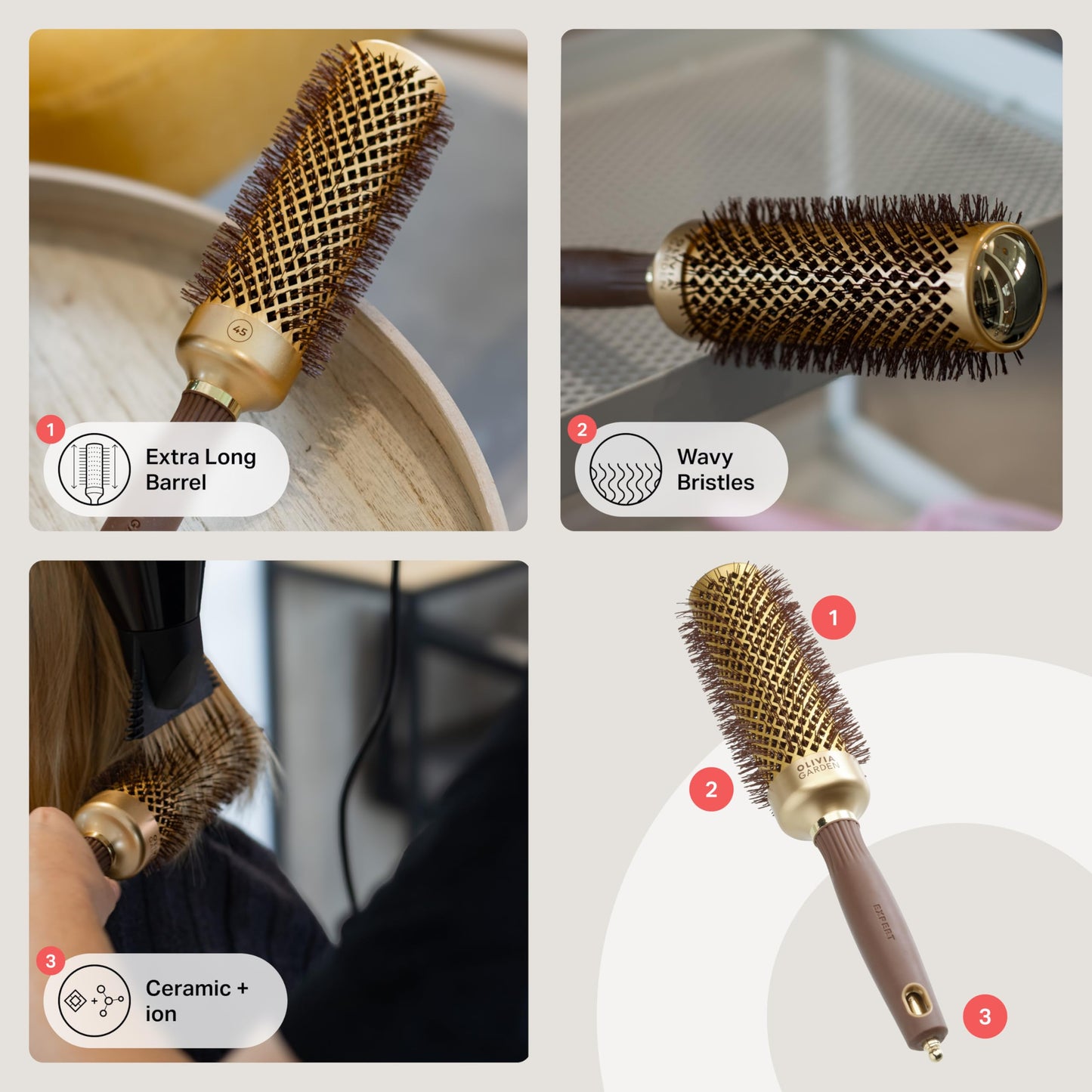Antique White Expert Blowout Speed Wavy Bristles Gold&Brown 45