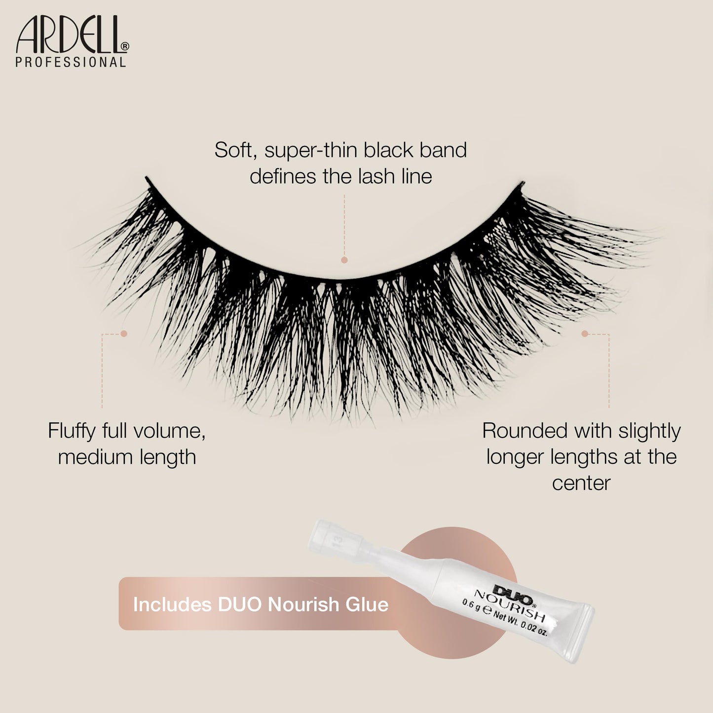 Light Gray Ardell Nourish Lashes 752 – Voluminous False Eyelashes with Peptides & Biotin Infused Band, Lash Glue Included, Fluffy Wispy Strip Lashes for Sensitive Eyes