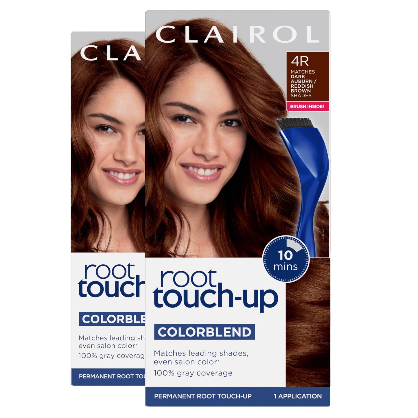 White Smoke Clairol Root Touch-Up by Nice'n Easy Permanent Hair Dye, 4R Dark Auburn/Reddish Brown Hair Color| 100% Gray Coverage | Easy Brush Application | Matches Professional Salon Shades | Pack of 2