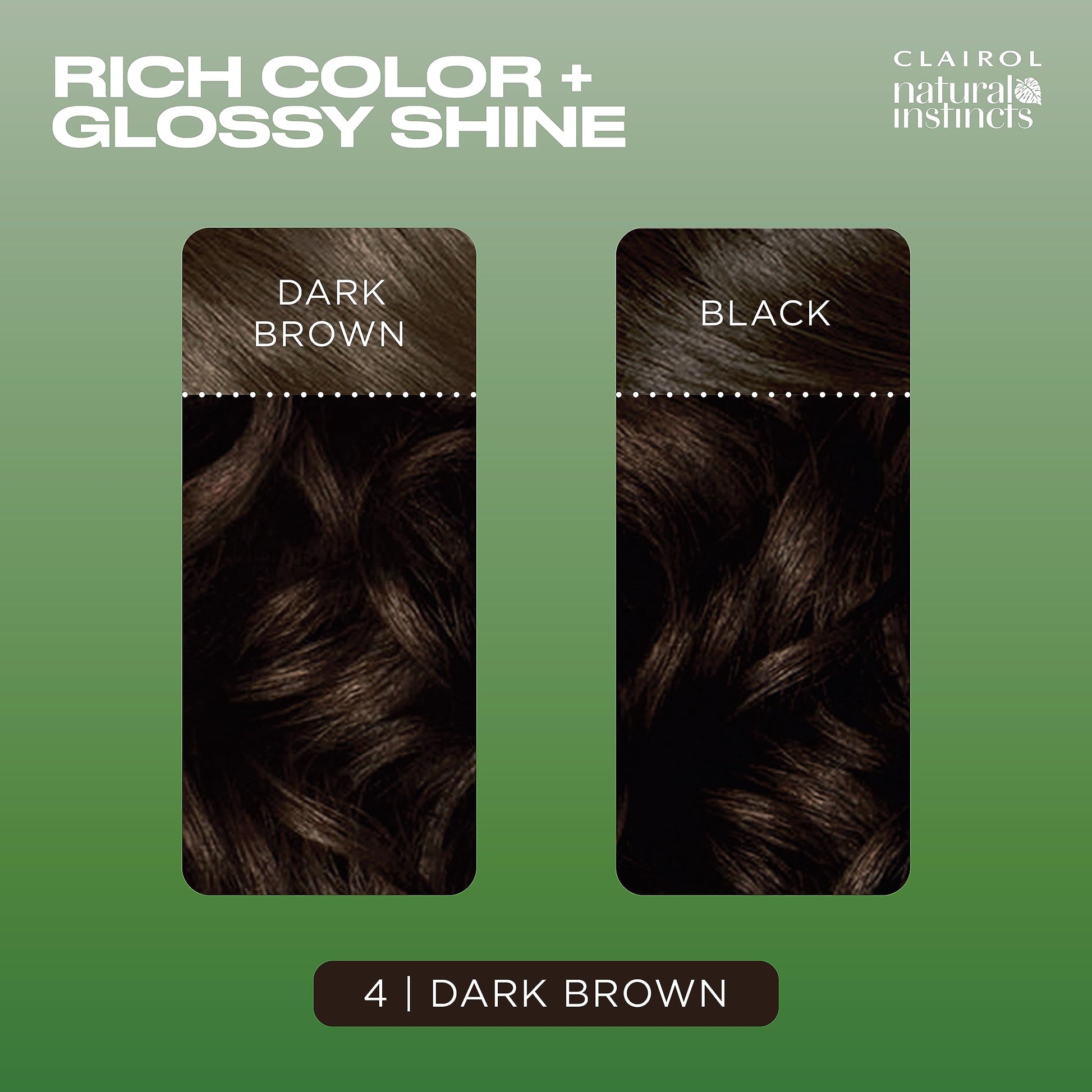 Black Clairol Natural Instincts Demi-Permanent Hair Dye, 4 Dark Brown Hair Color, Pack of 3