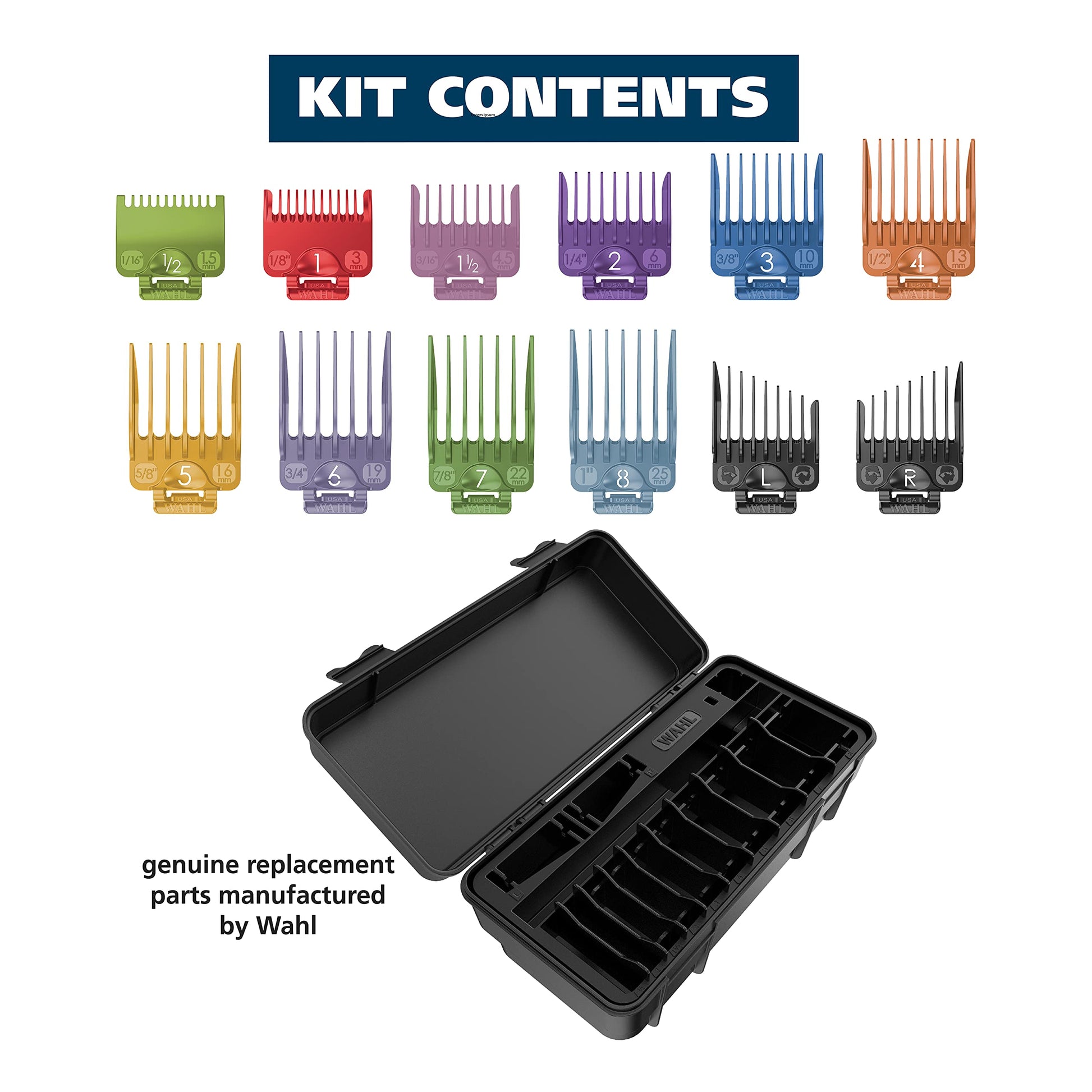 White Smoke Wahl Clipper Genuine Secure Snap Attachment Guard Organization Kit with Hair Clipper Guards