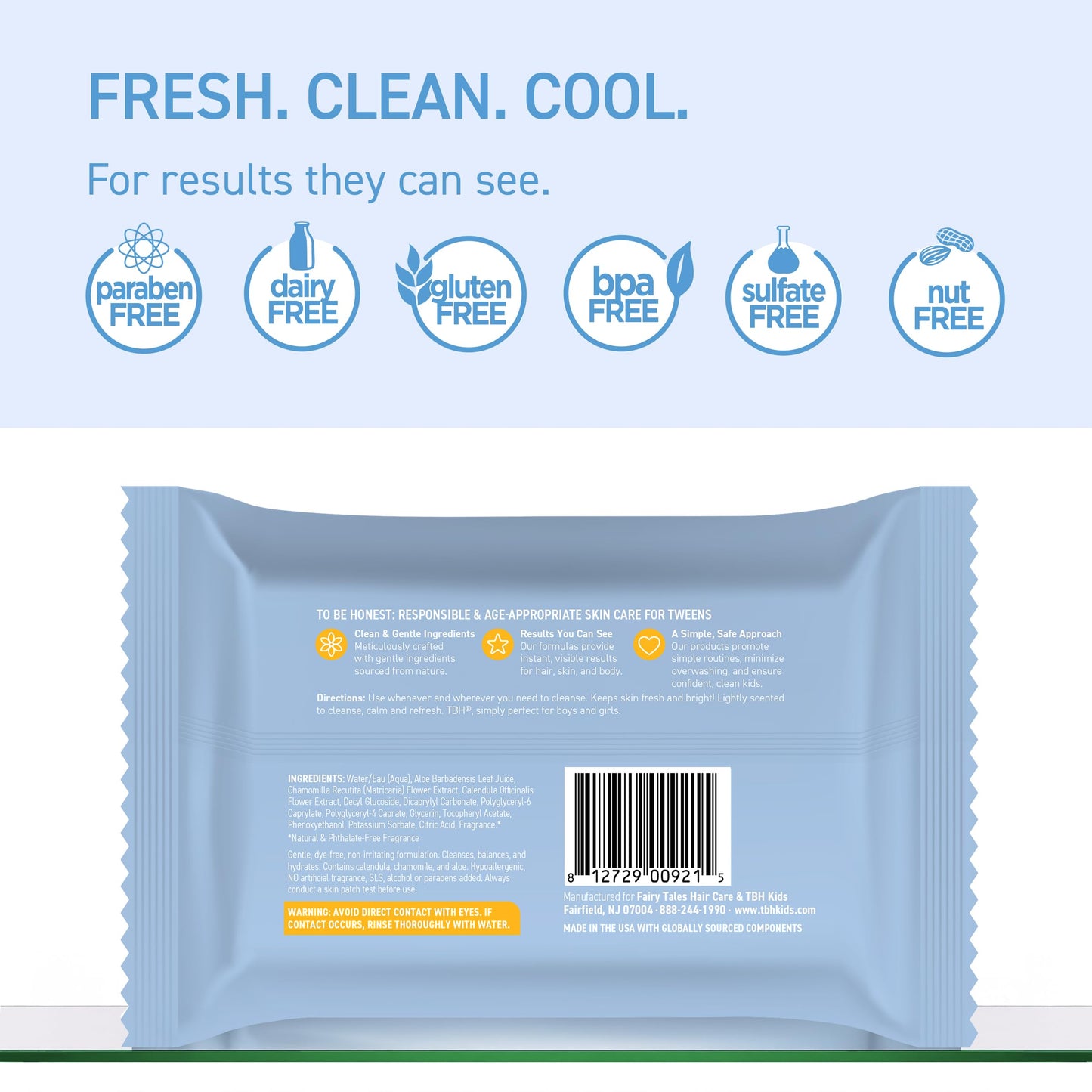 White Smoke TBH Kids Gentle Face Wipes – Daily Cleansing & Hydrating Wipes for Preteens & Teens – Soothing Chamomile & Calendula – Sulfate & Paraben-Free – 30 Count