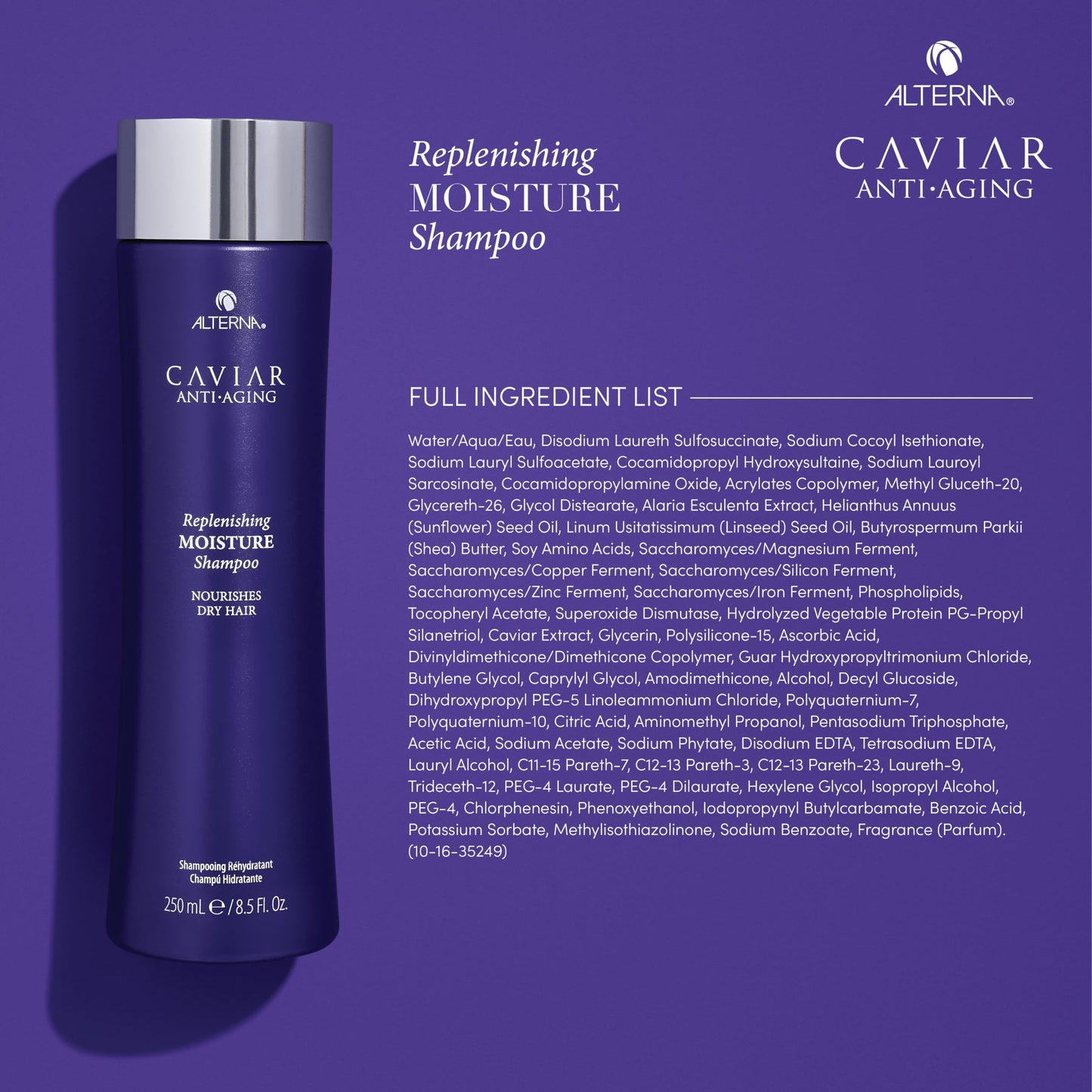 Dark Slate Blue Alterna Haircare Caviar Anti-Aging Replenishing Moisture Shampoo, 16.5 Oz